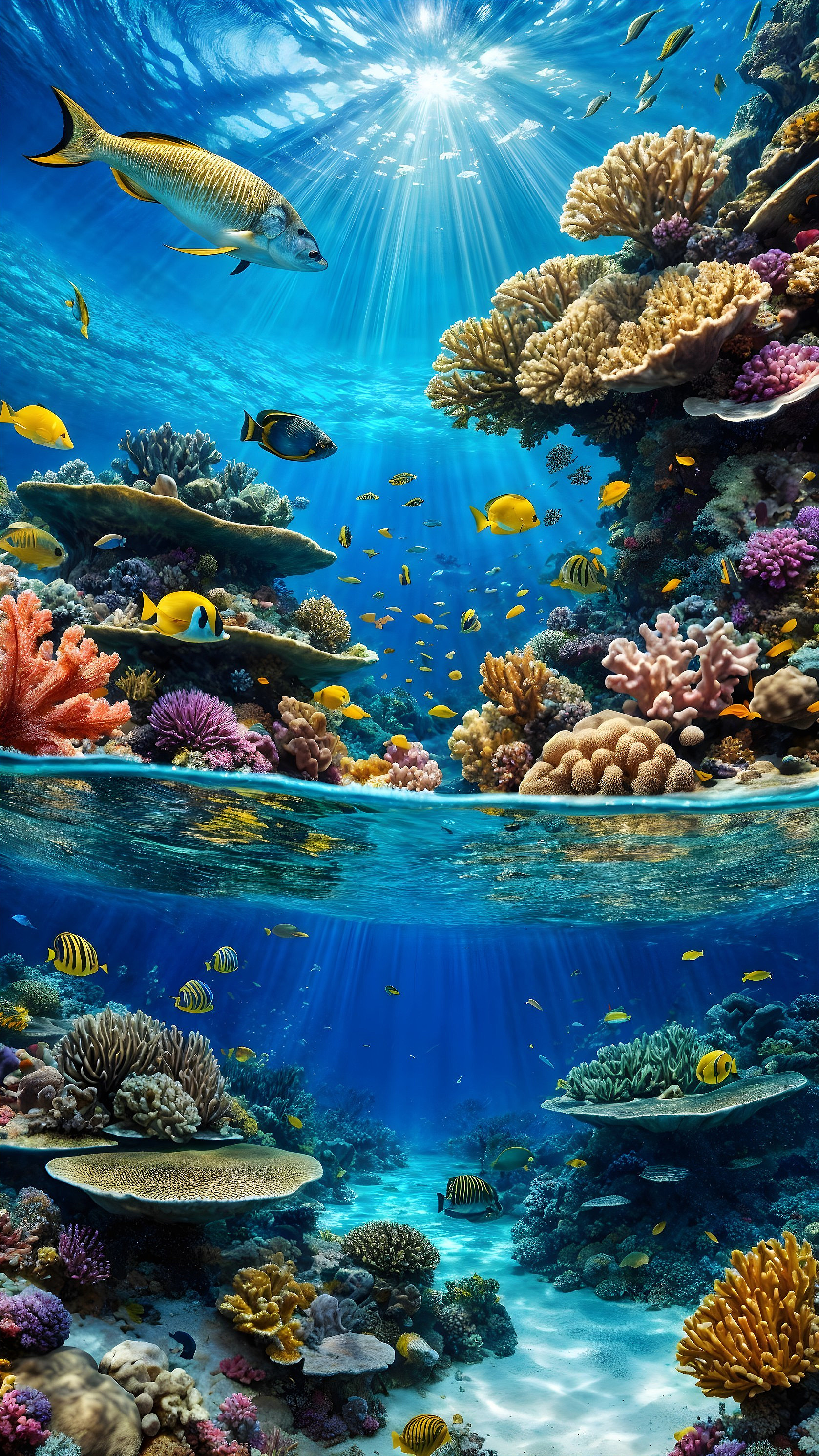 Vibrant Coral Reef with Colorful Marine Life