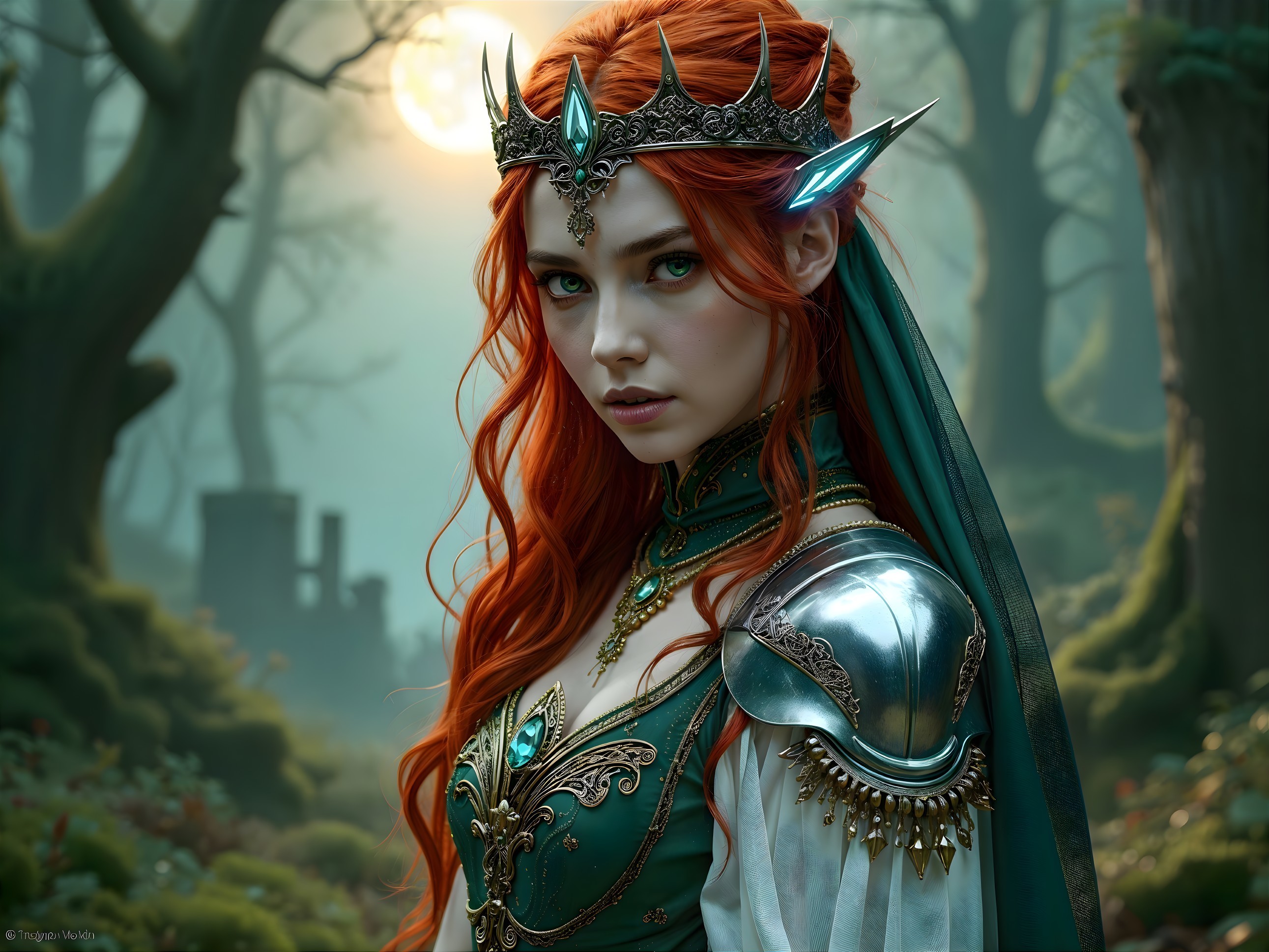 Fantasy Character in Enchanted Forest with Armor