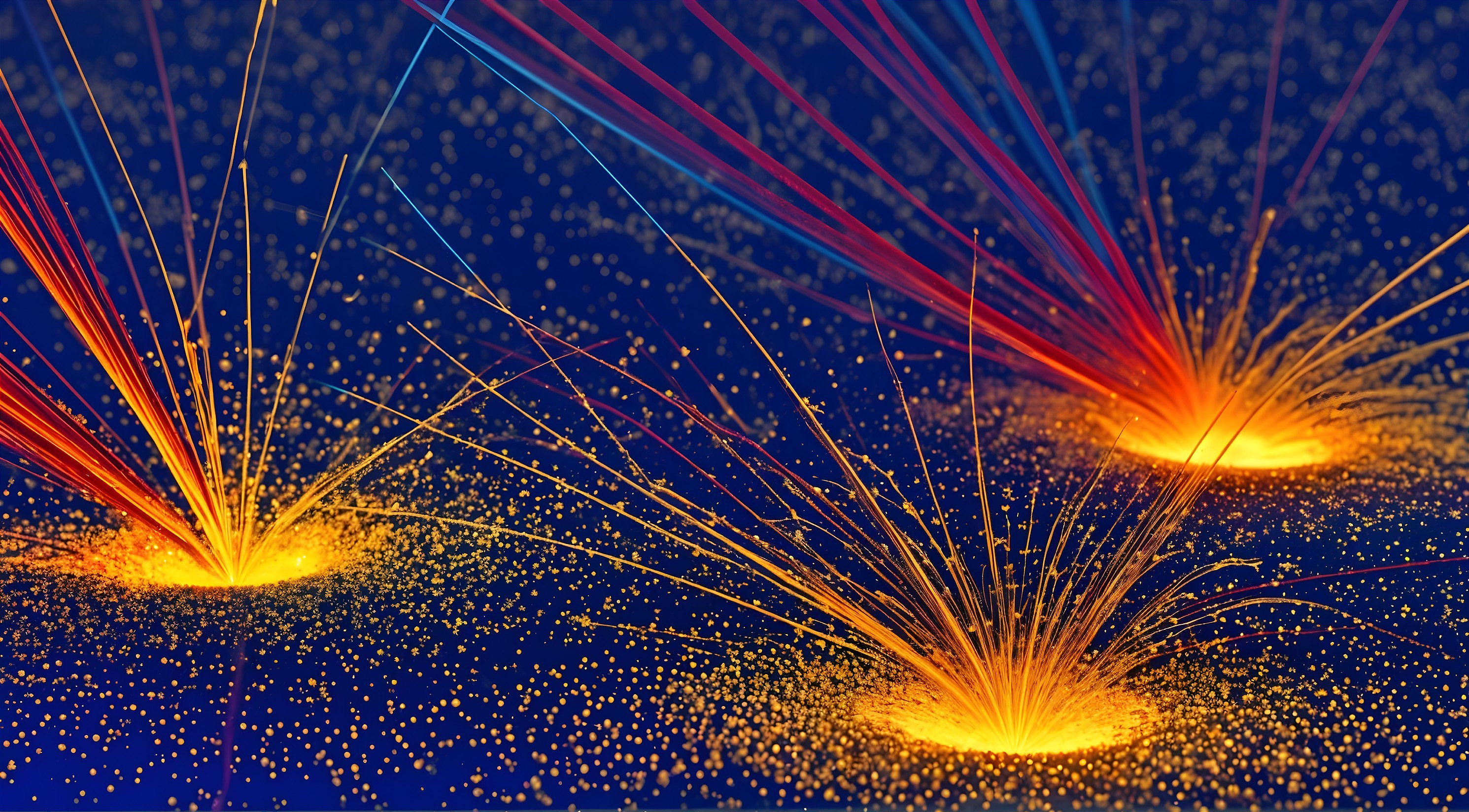 Cosmic Scene with Fiery Vortexes and Light Streams