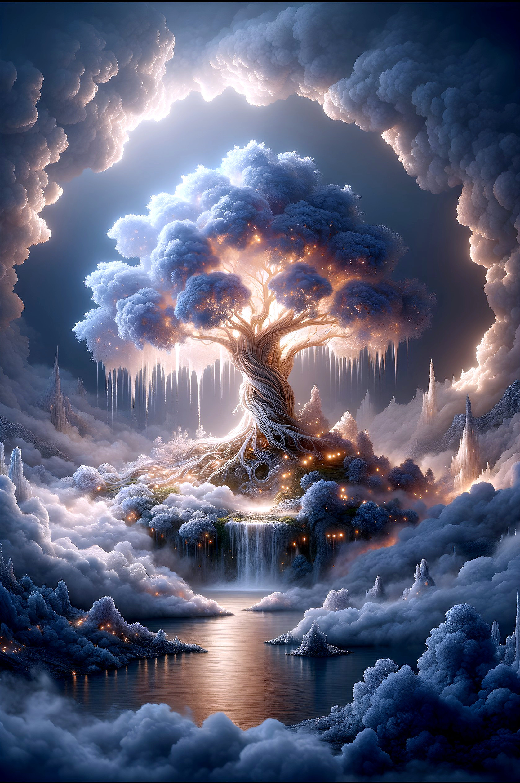 Majestic Tree in a Mystical Fantasy Landscape