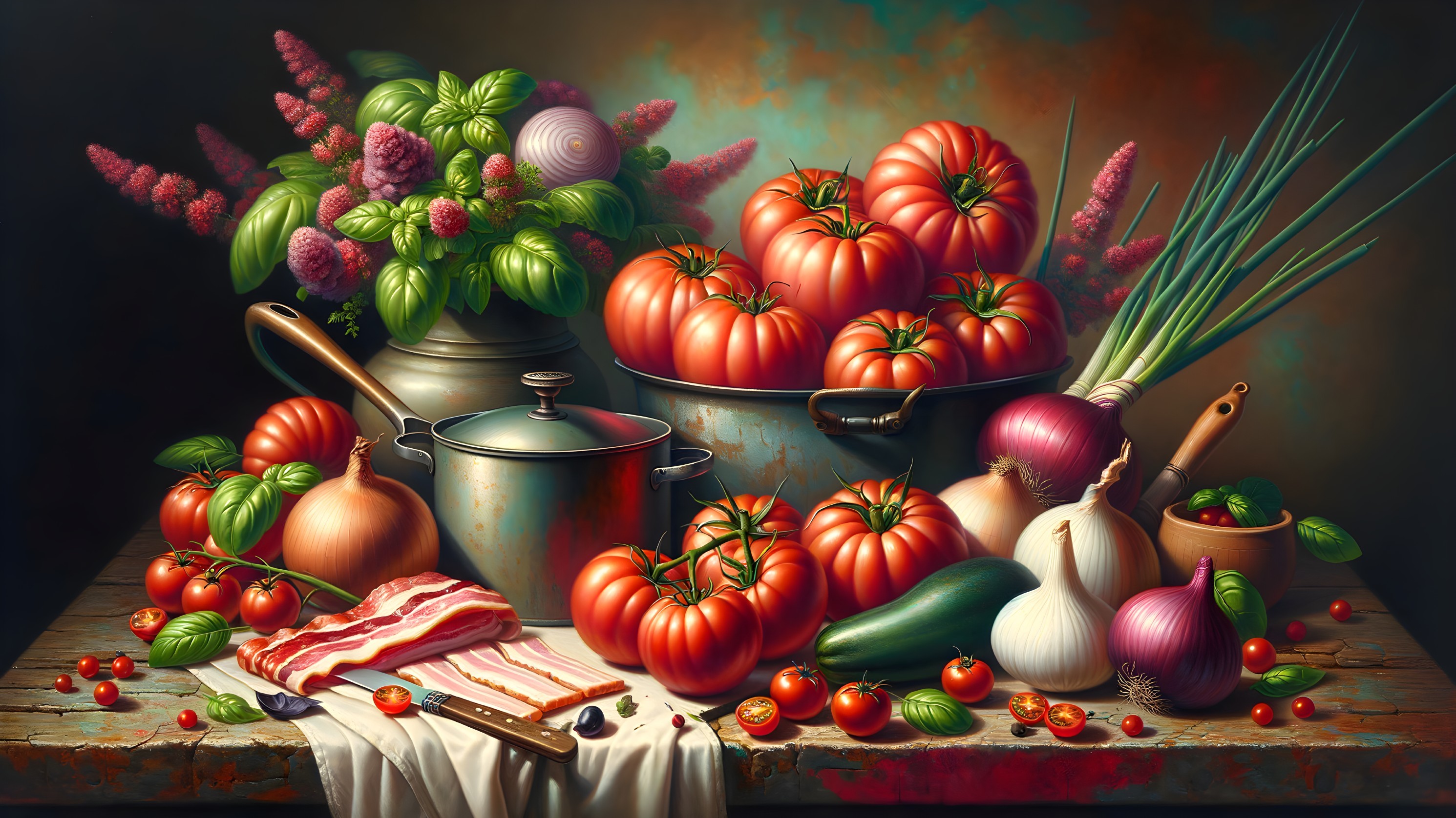 Vivid Watercolor Culinary Still Life