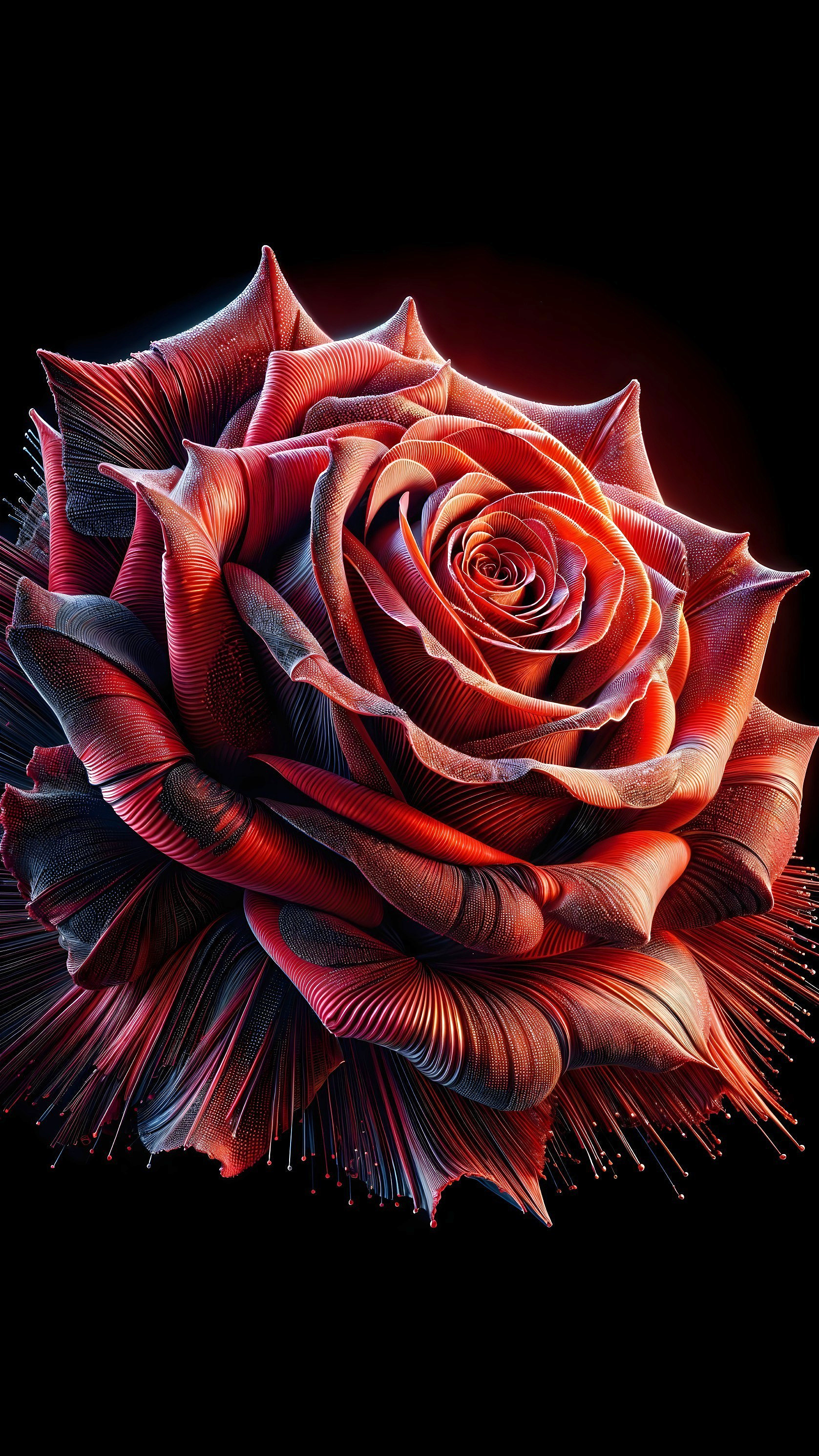 Intricate Detailed Rose Blooming on Dark Background