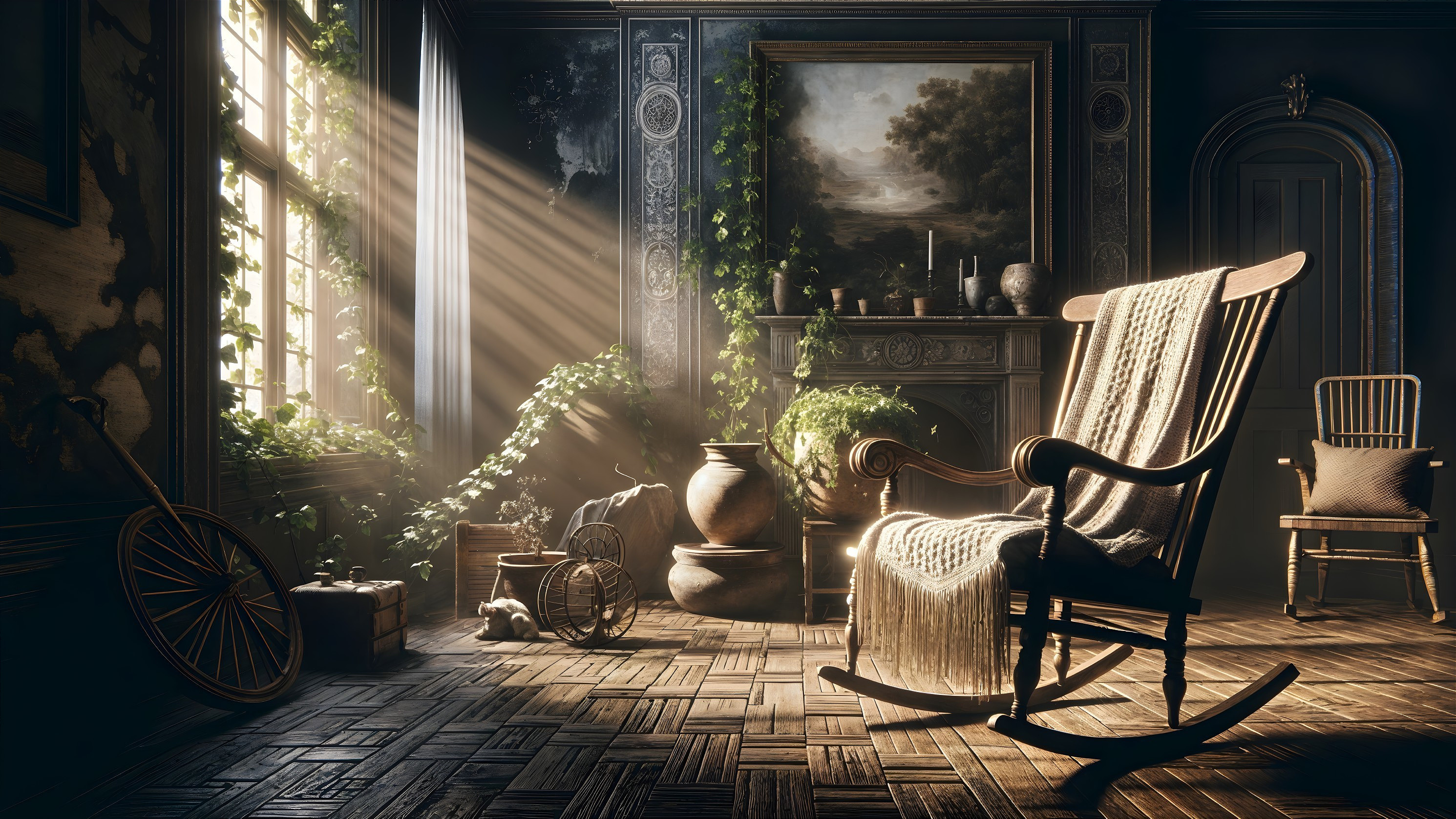 Cozy Room with Vintage Decor and Sunlight Elements