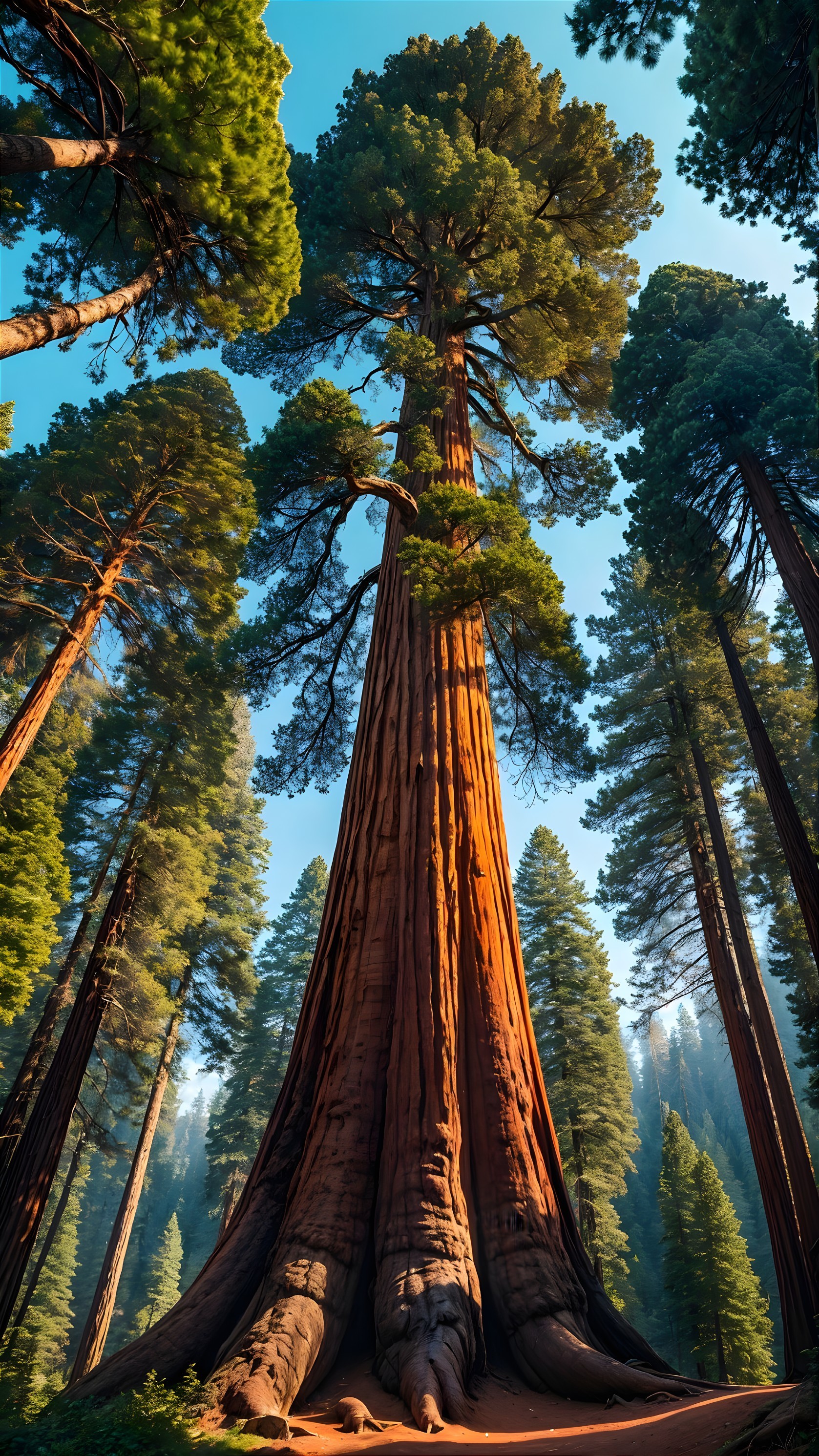 Majestic Sequoia Tree in Lush Forest Setting