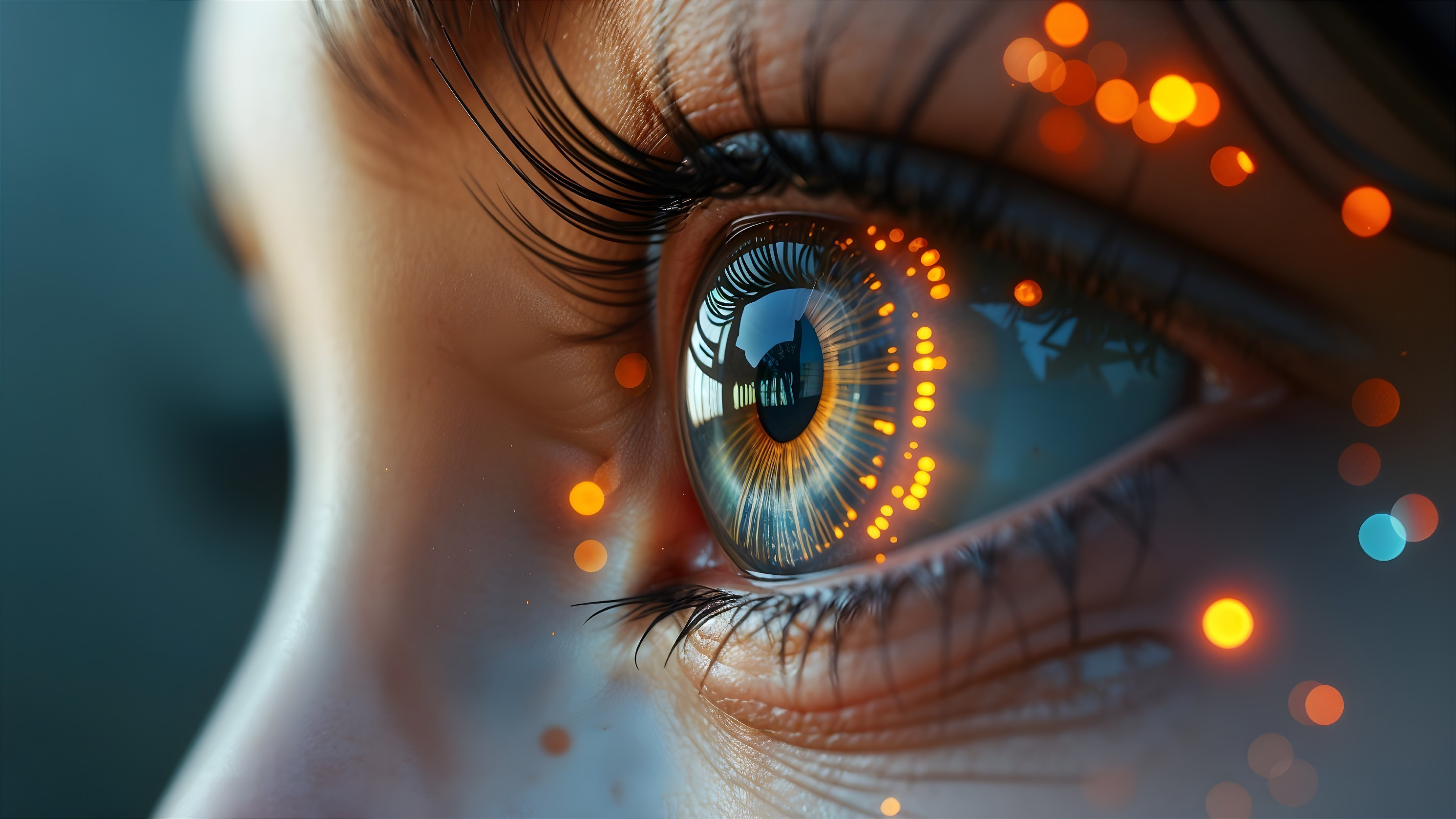 Close-up of a human eye with vibrant iris details