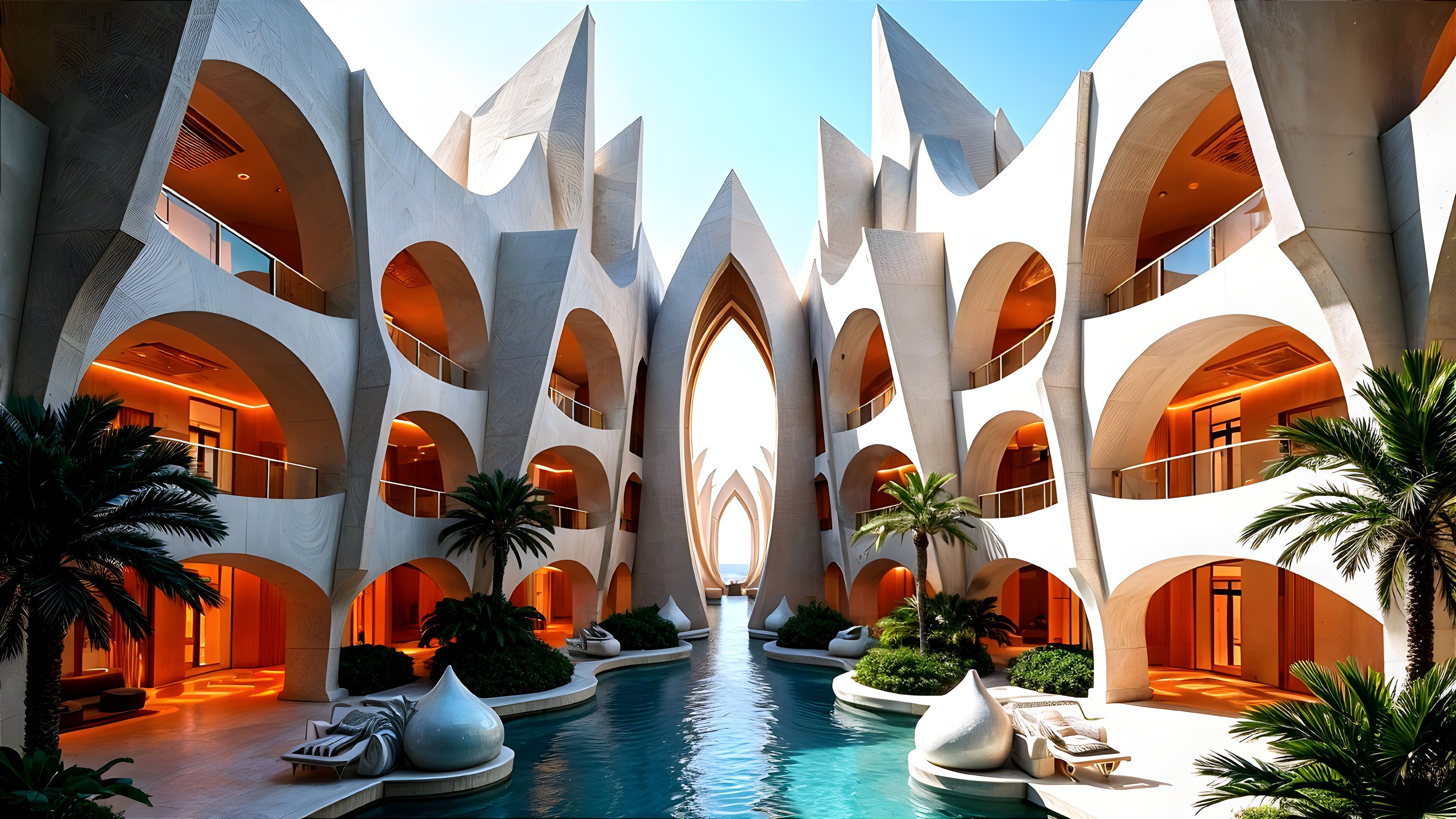 Modern Architectural Marvel with Sculptural Buildings