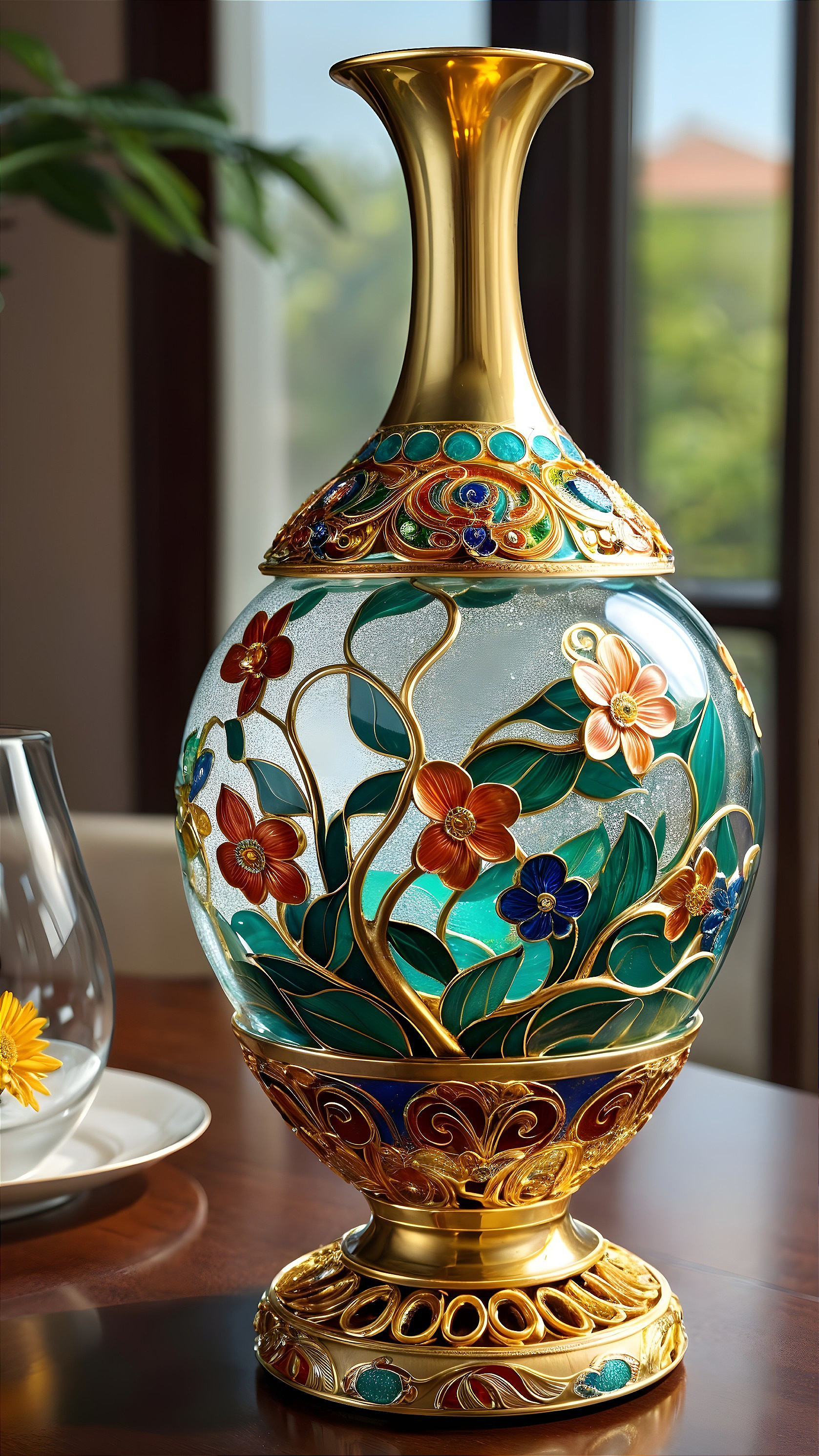 Intricate Decorative Vase with Colorful Floral Patterns