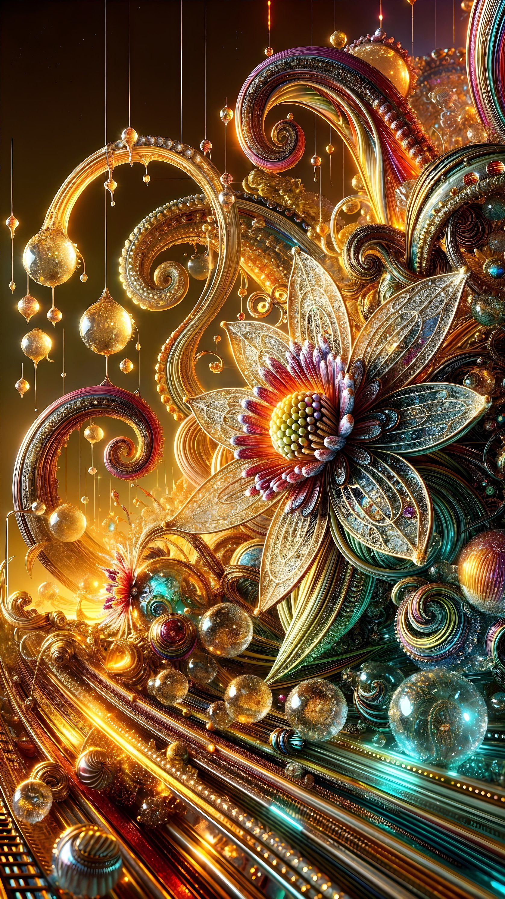 Intricate Floral Composition with Vibrant Patterns