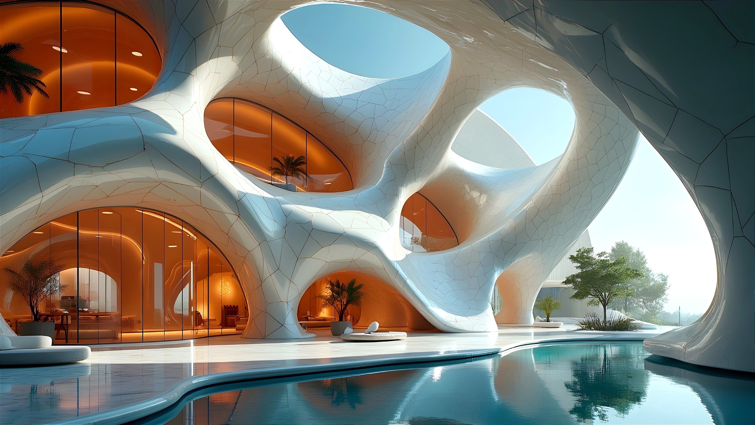 Futuristic Architectural Design with Organic Shapes