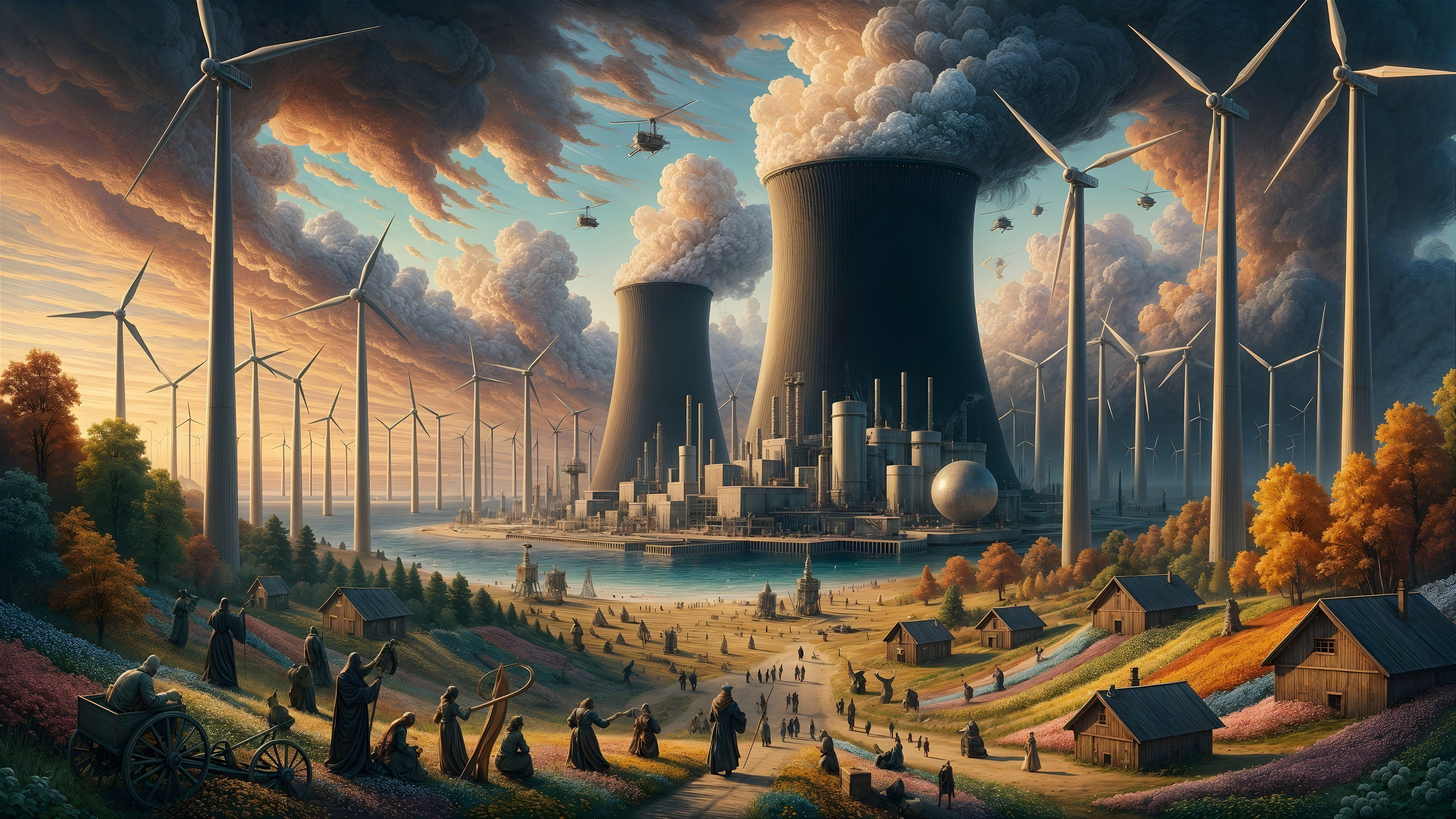 Surreal Landscape of Nature and Technology Harmony