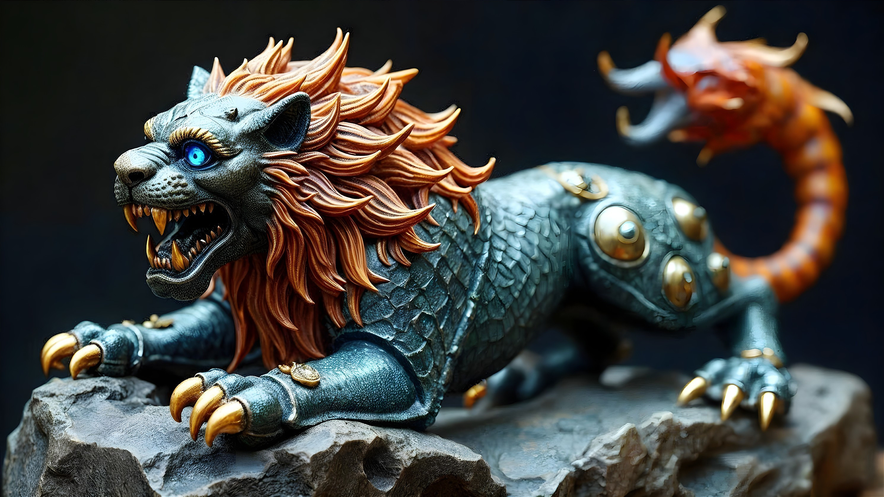 Detailed Fantasy Creature with Lion Features and Scales
