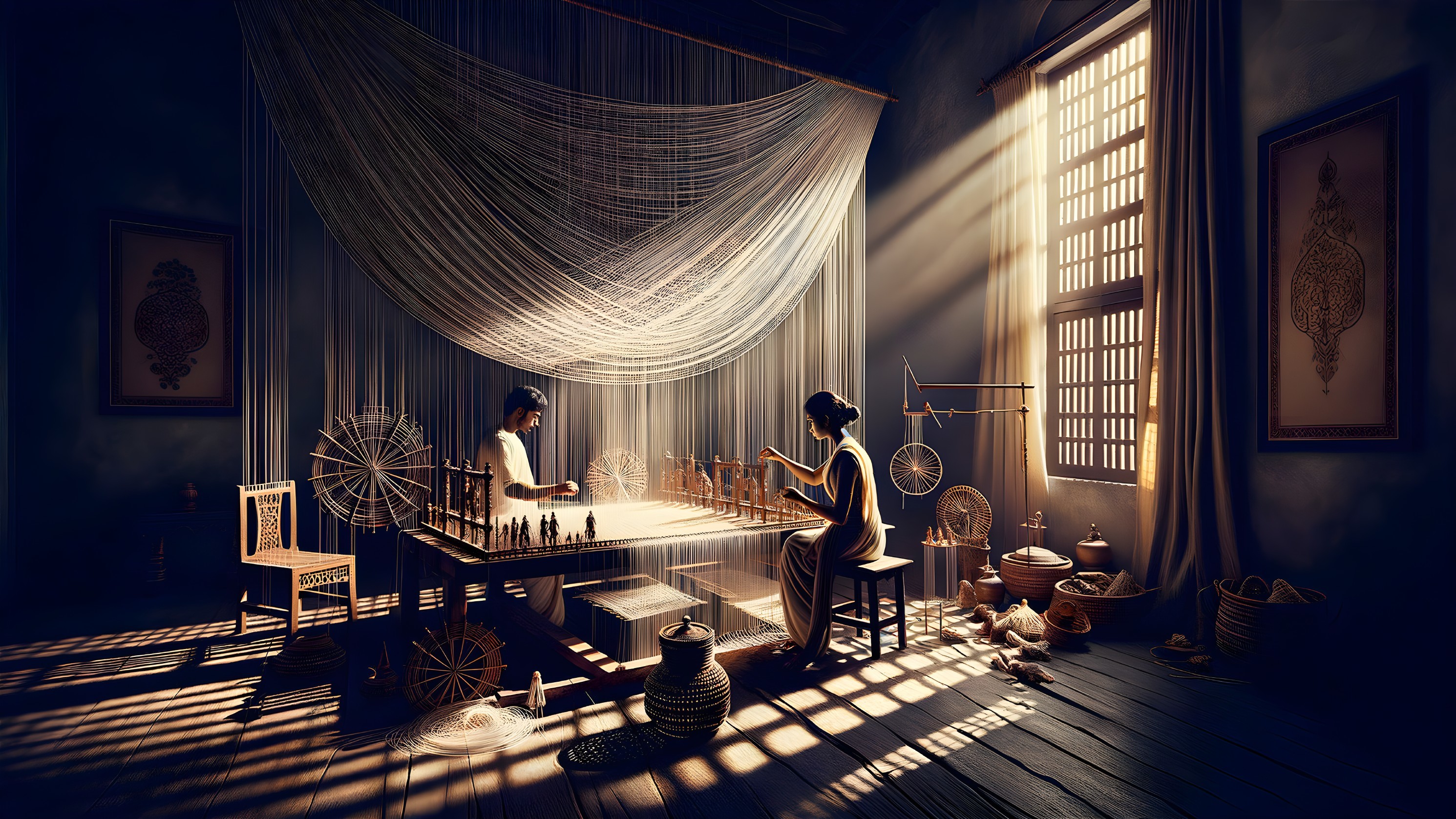Indoor Chess Game in Warm Golden Light