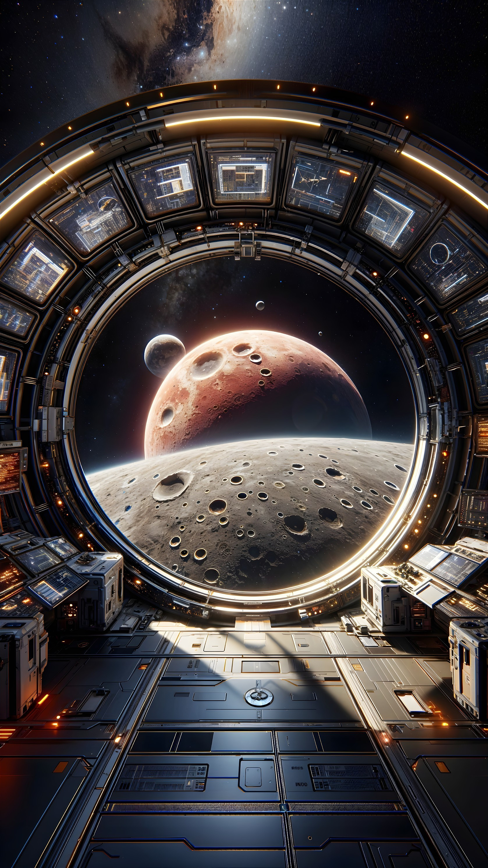 Futuristic Spacecraft Interior with Celestial View