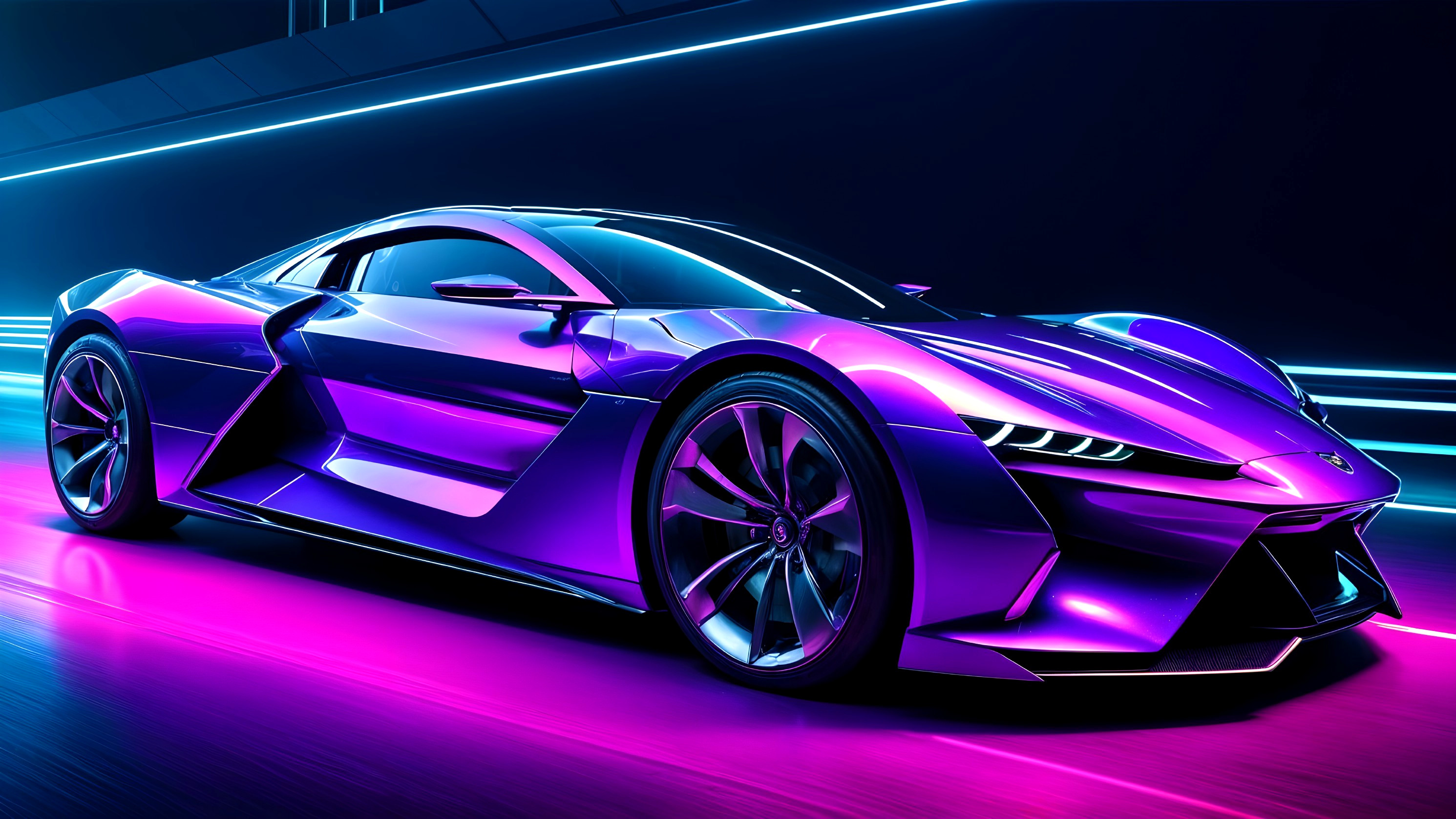 Futuristic Sports Car with Aerodynamic Design and Colors