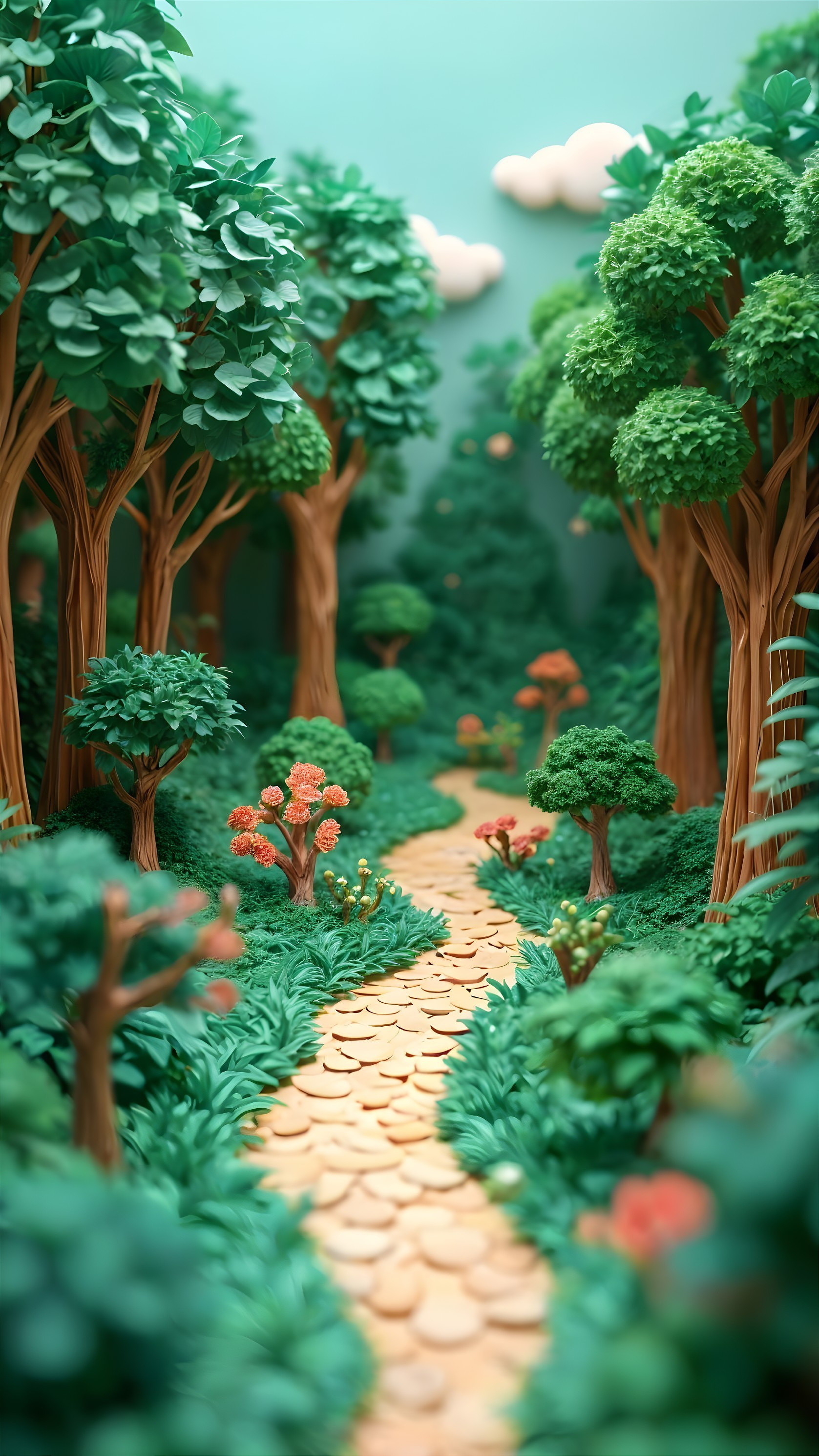Whimsical Forest Scene with Colorful Materials