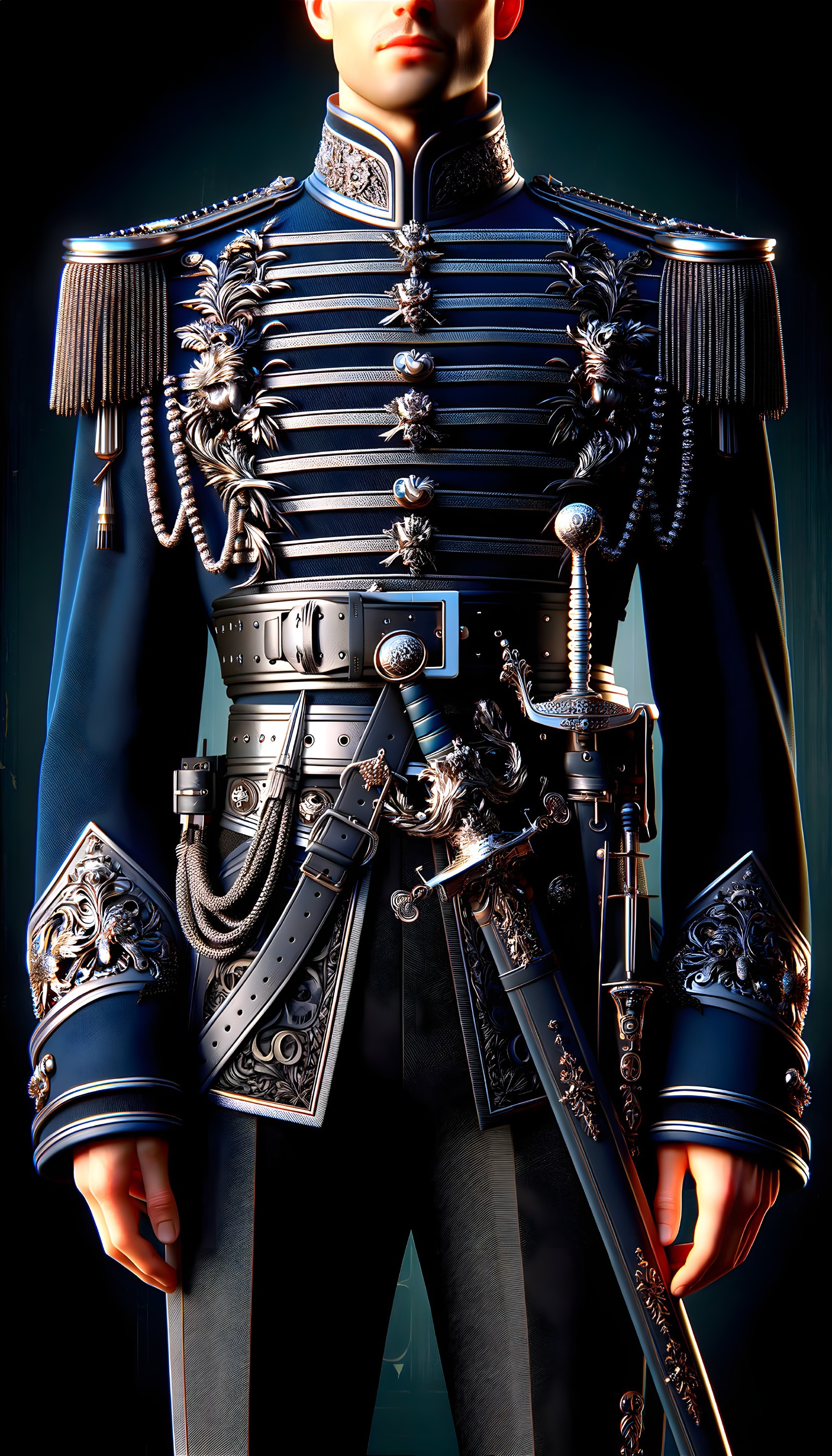 Ornate Military Uniform with Decorative Elements