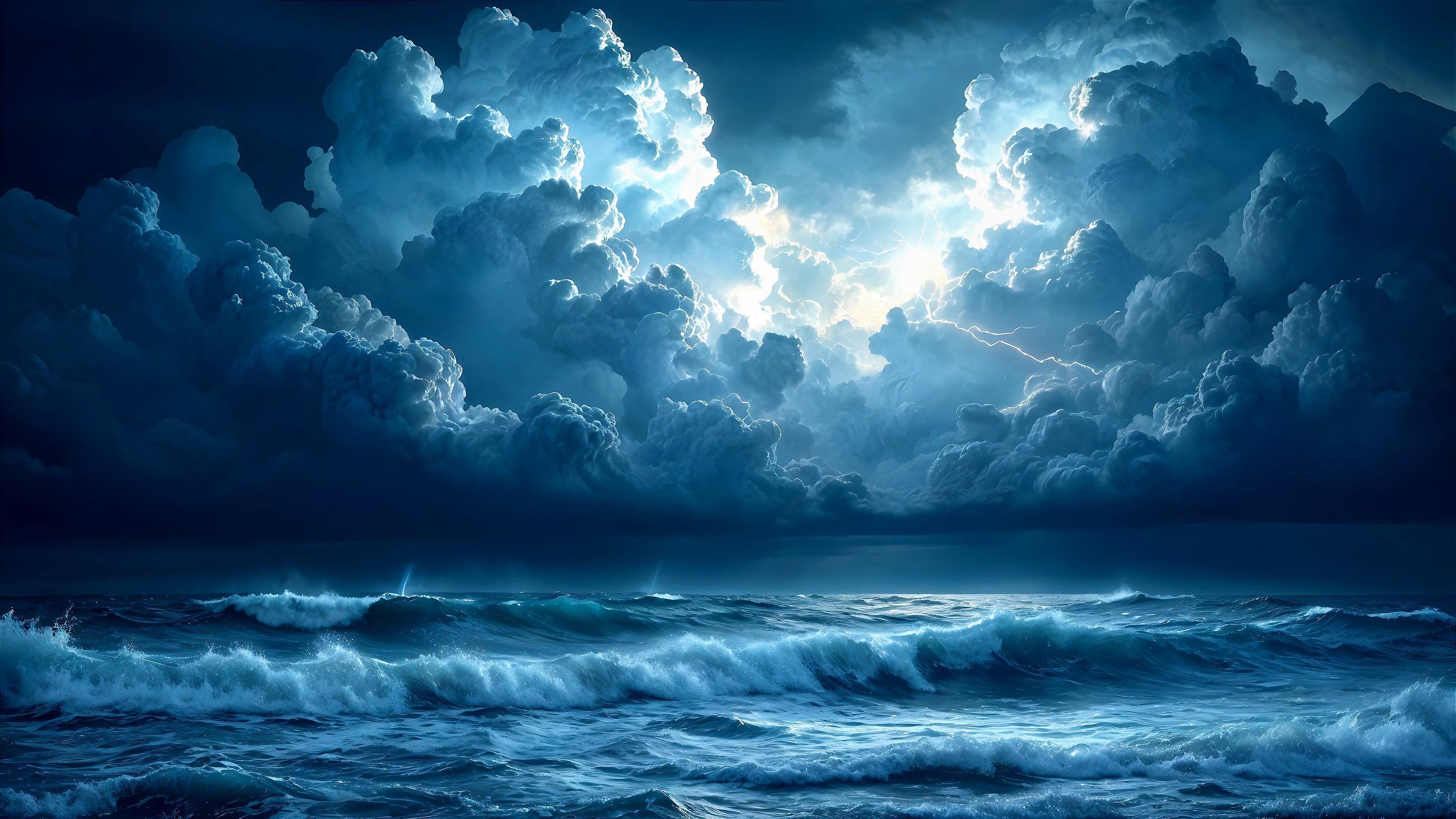 Dramatic Seascape with Tumultuous Waves and Stormy Sky