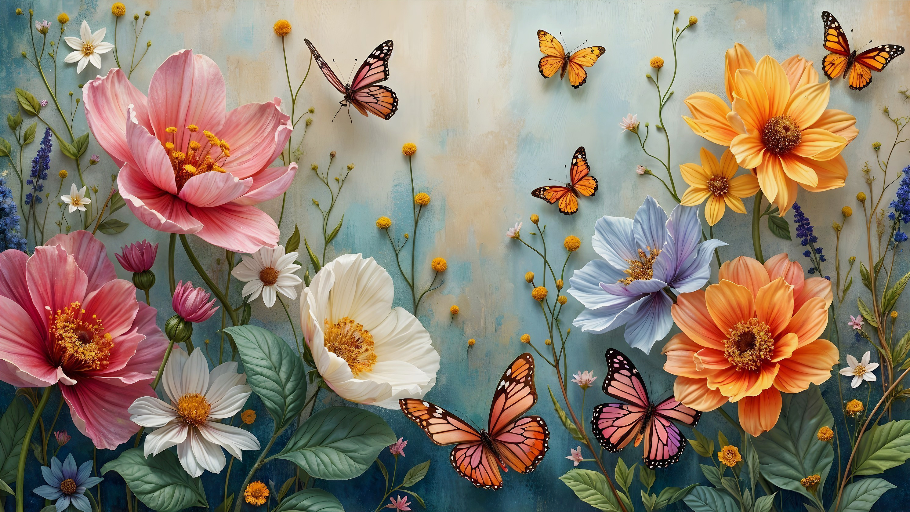 Vibrant Floral Arrangement with Monarch Butterflies