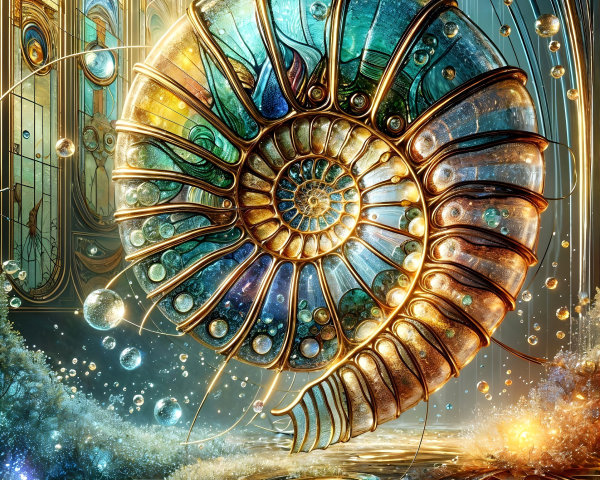Intricate Design of Spiraled Shell with Ethereal Light
