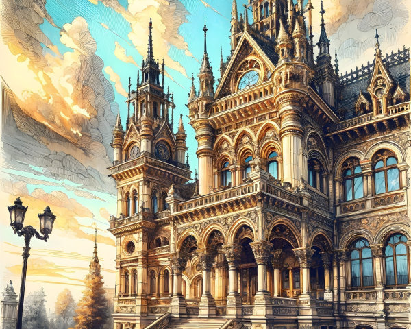 Ornate building with spires and decorative arches