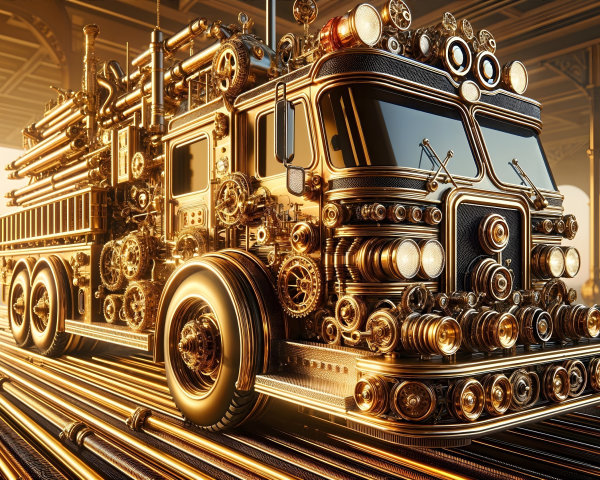 Steampunk-Inspired Fire Truck with Mechanical Details