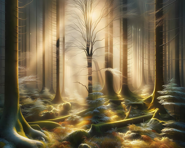 Enchanted Forest with Ethereal Light and Textures