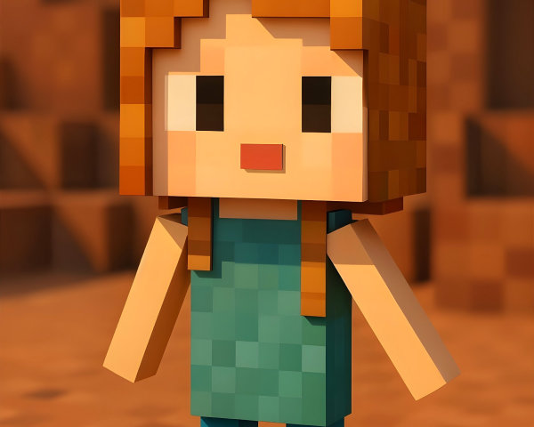 Pixelated Character in Desert Environment with Vivid Colors