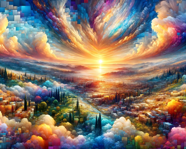Vibrant Landscape Under Breathtaking Sunset Colors