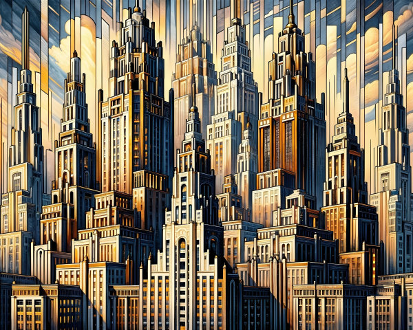 Dramatic Skyline with Skyscrapers and Vibrant Colors