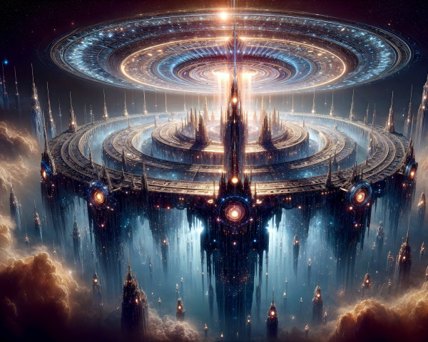 Futuristic Circular Space Station in Cosmic Environment