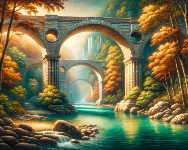 Serene Landscape with River and Autumn Foliage