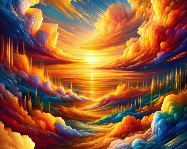 Vibrant Sunset Scene with Dynamic Cloud Colors