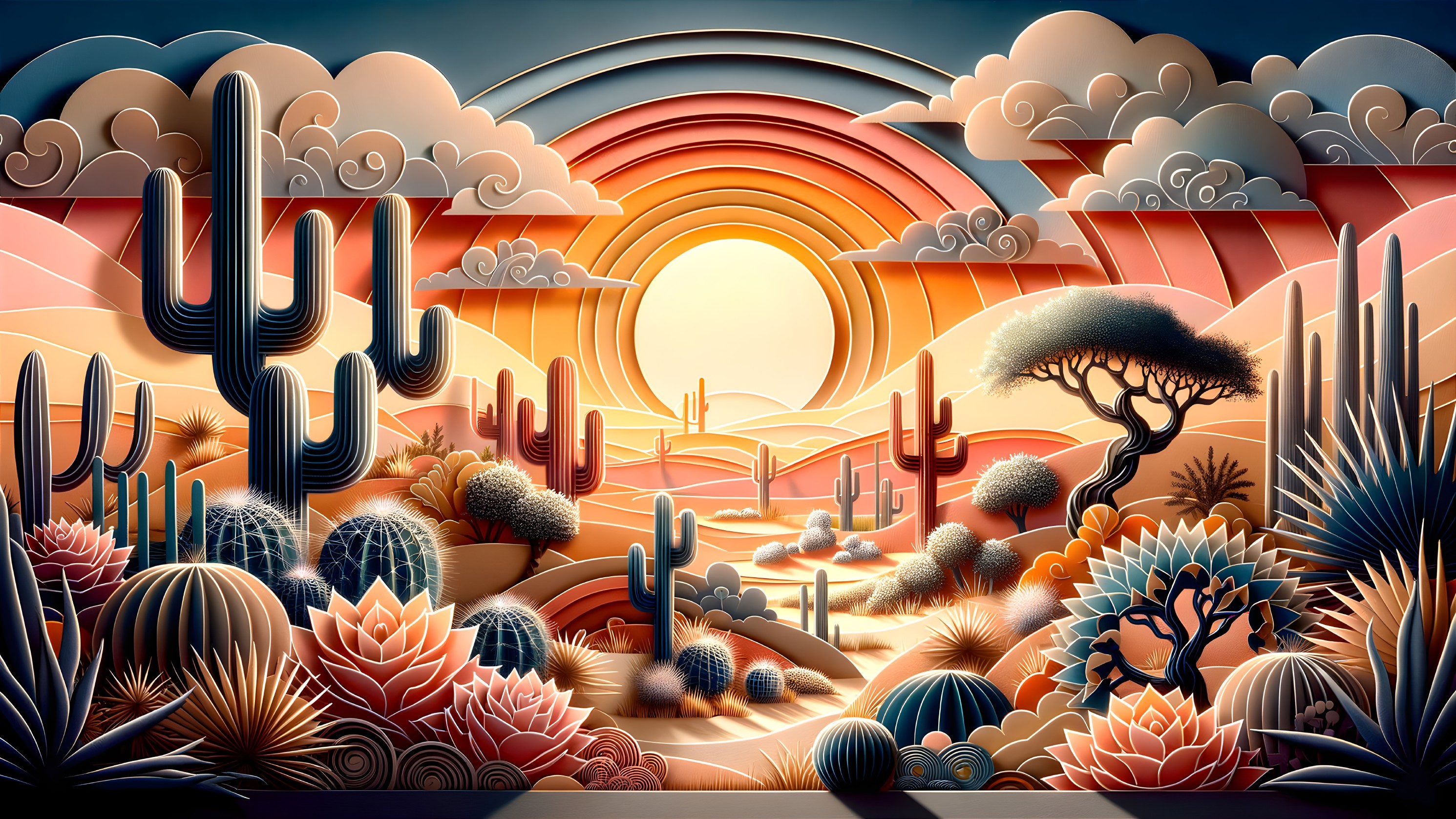 Desert Oasis: Papercut Garden in Soft Pastels