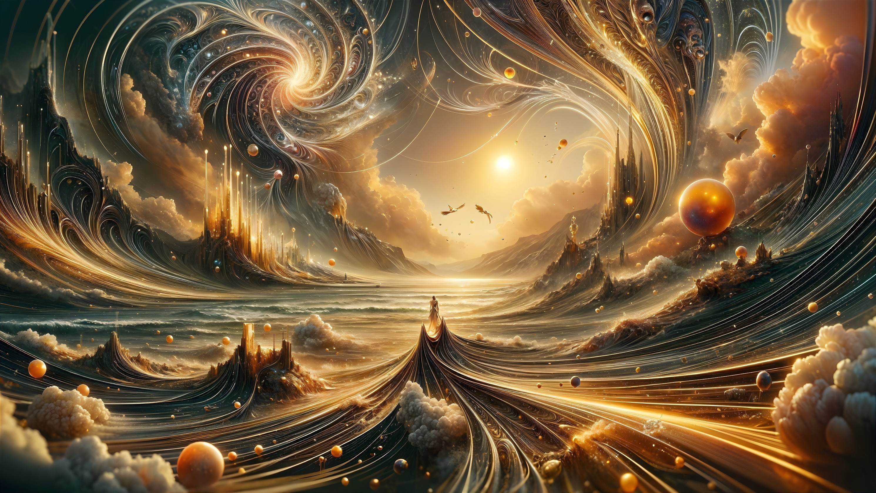 Fantastical Cosmic Landscape with Galaxies and Colors