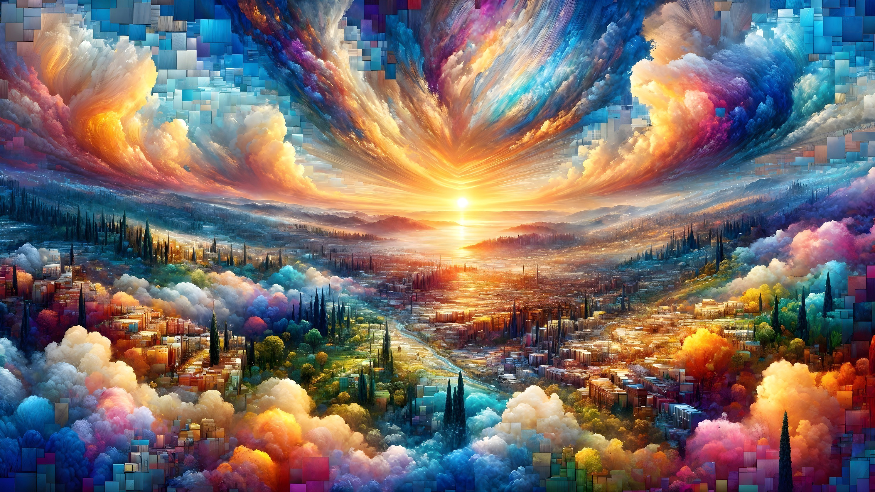 Vibrant Landscape Under Breathtaking Sunset Colors
