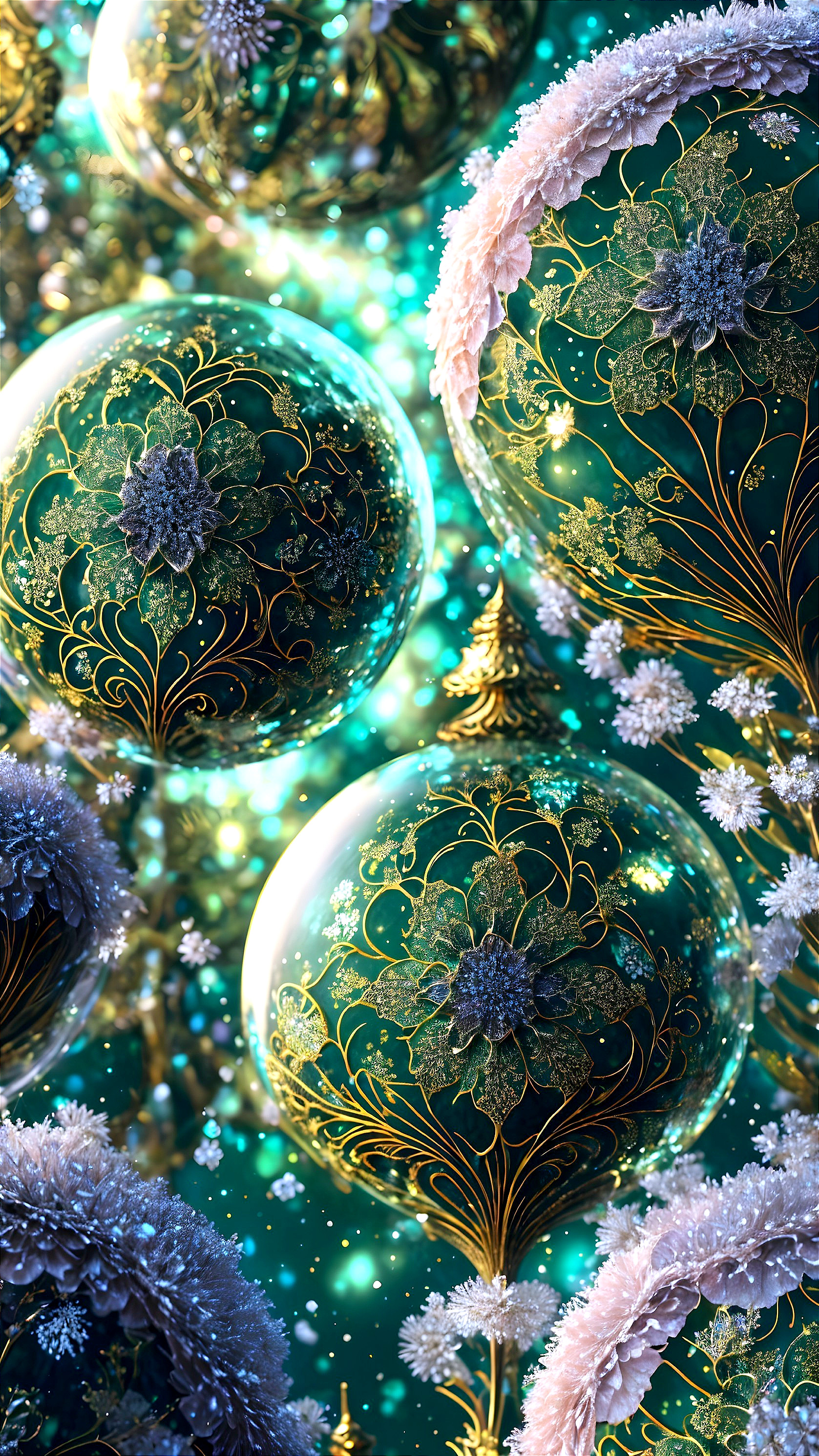 Vibrant Christmas Ornaments with Intricate Designs
