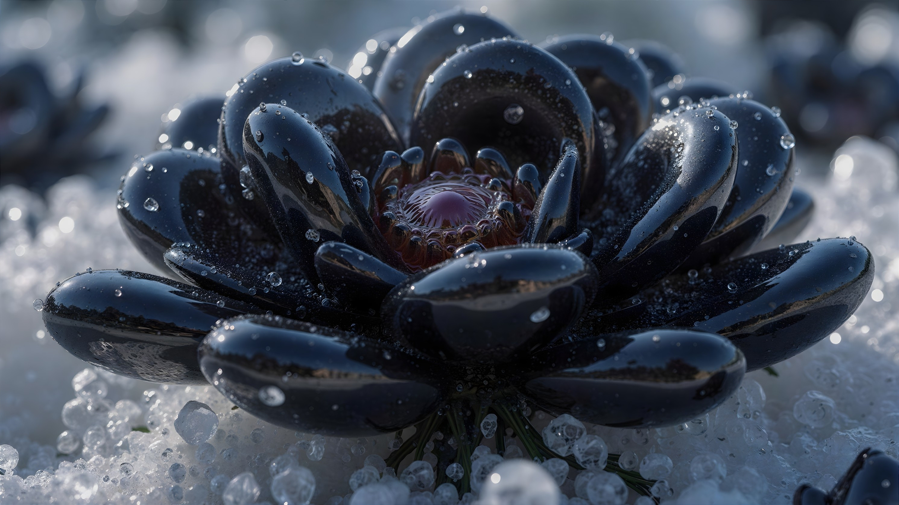 Close-Up of a Unique Artificial Black Lotus Flower