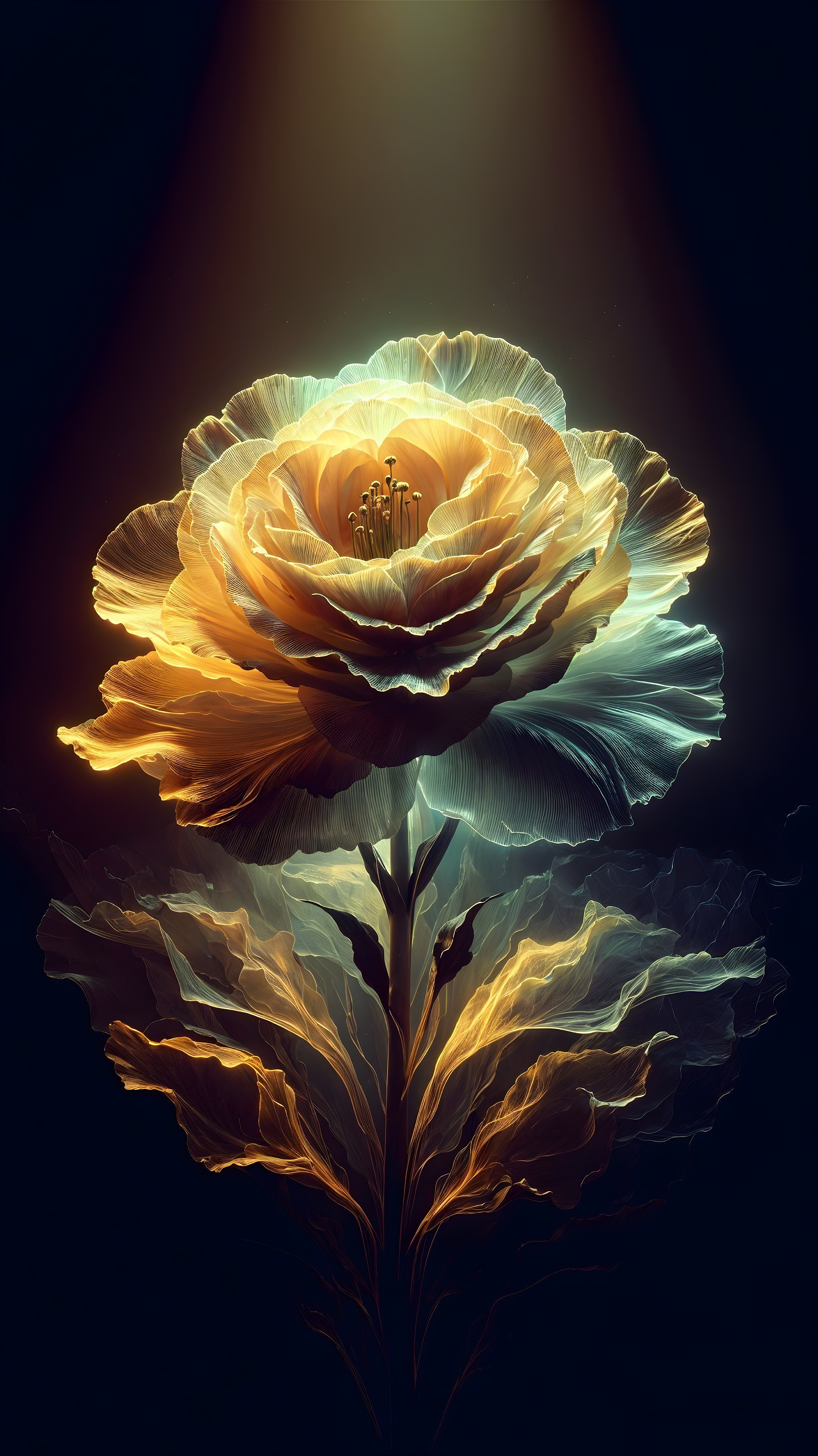 Radiant Flower with Colorful Petals and Dark Background
