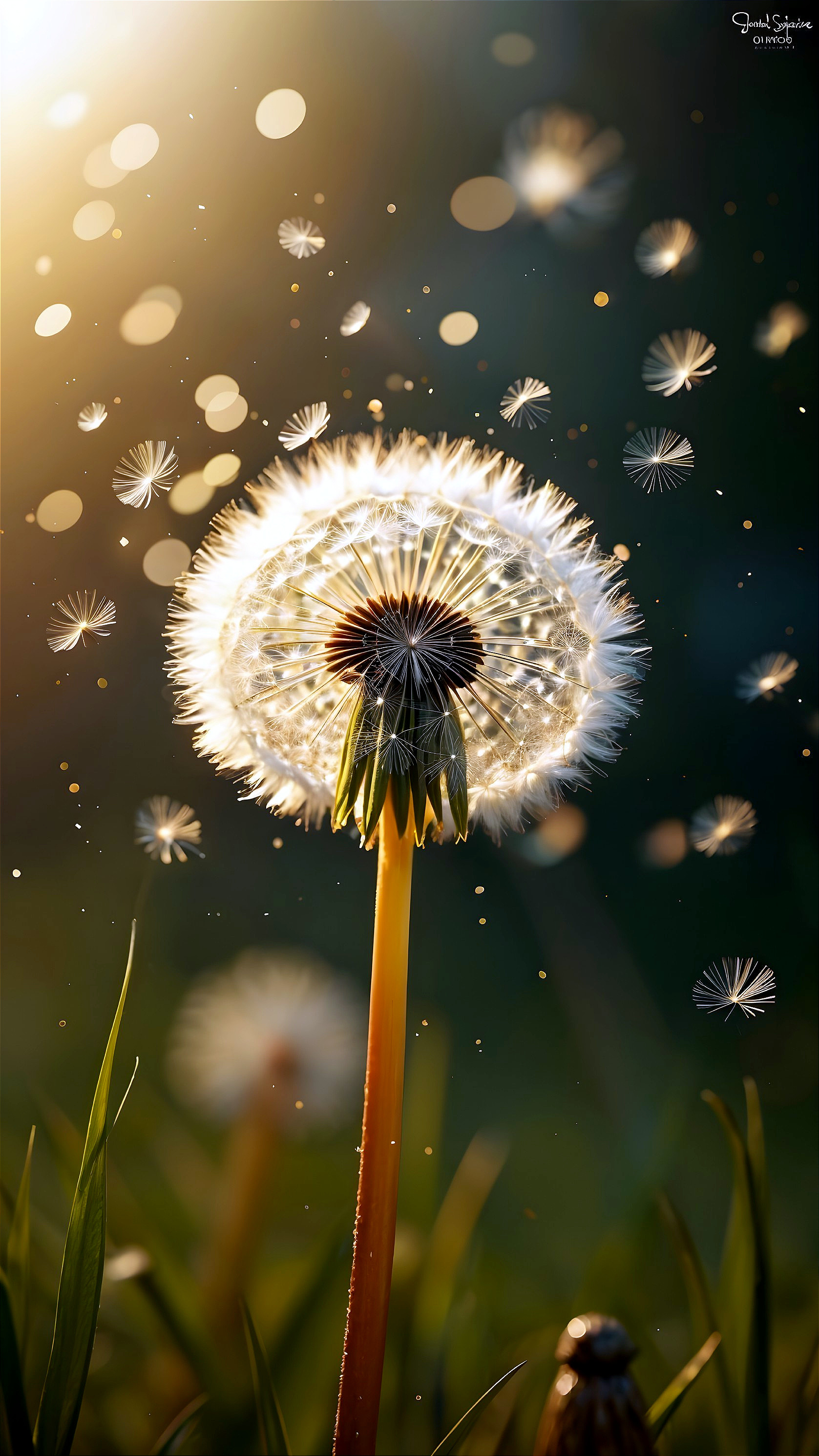 Close-Up of Dandelion Puff in Soft Sunlight