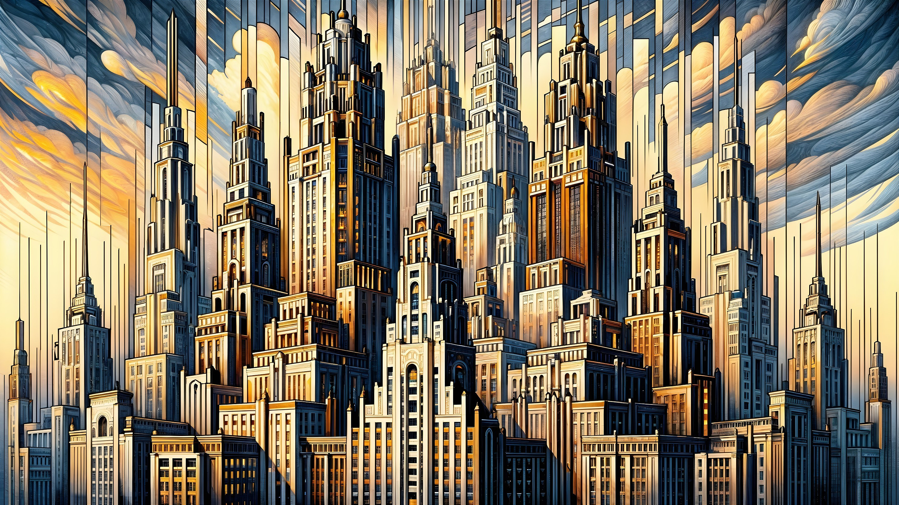 Dramatic Skyline with Skyscrapers and Vibrant Colors