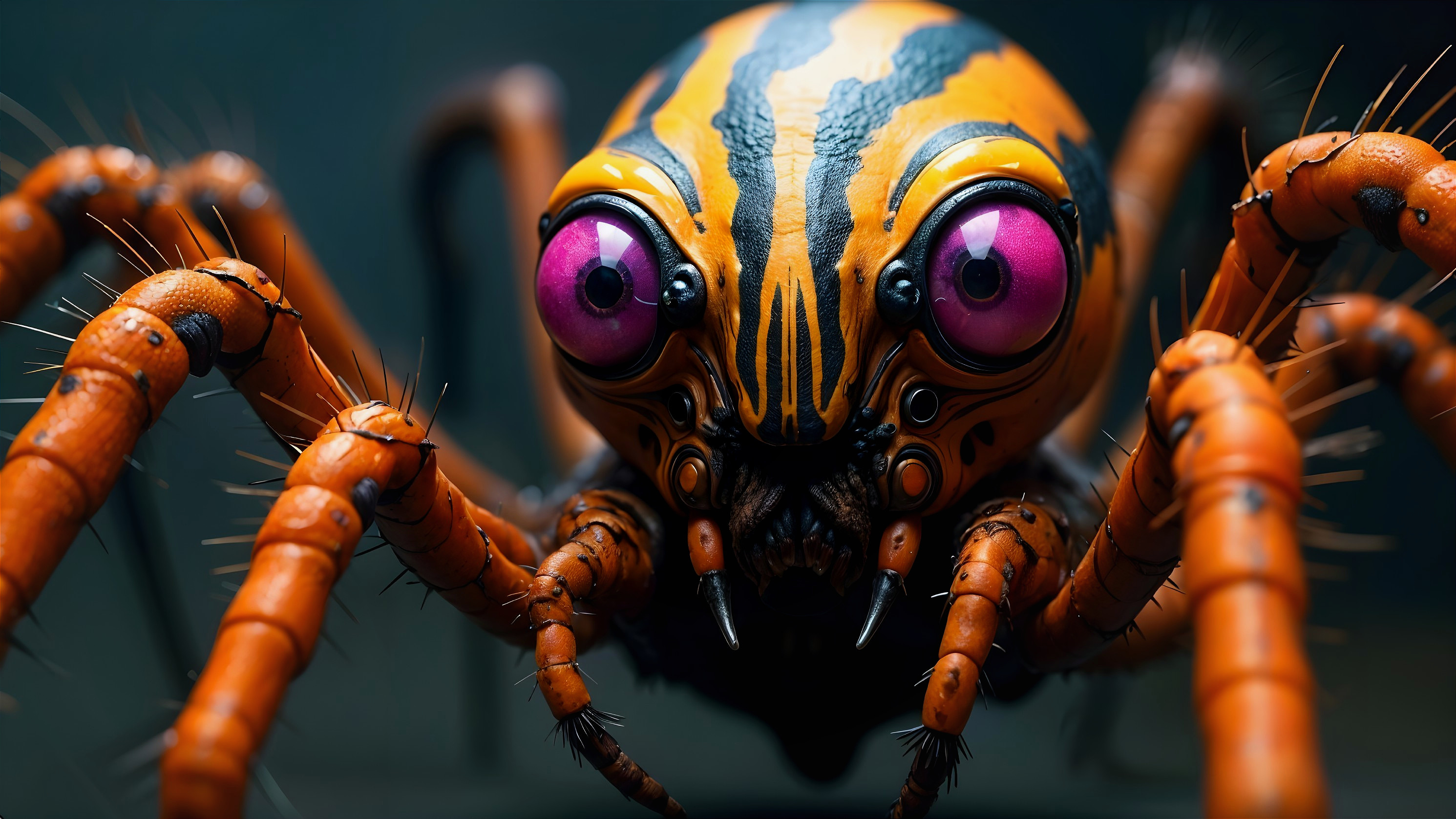 Vividly Detailed Spider with Orange and Black Stripes