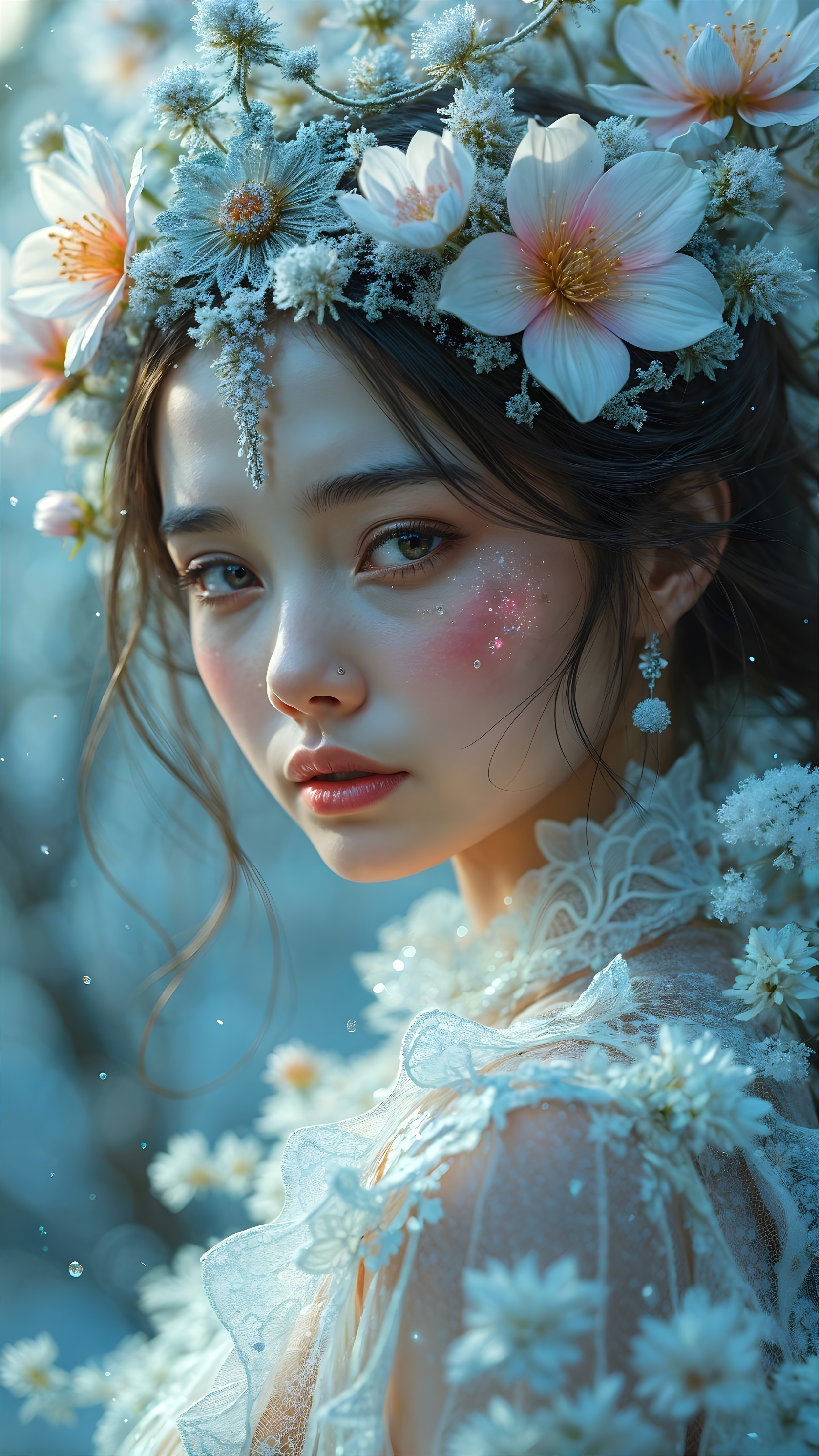 Serene portrait of a young woman with floral crown