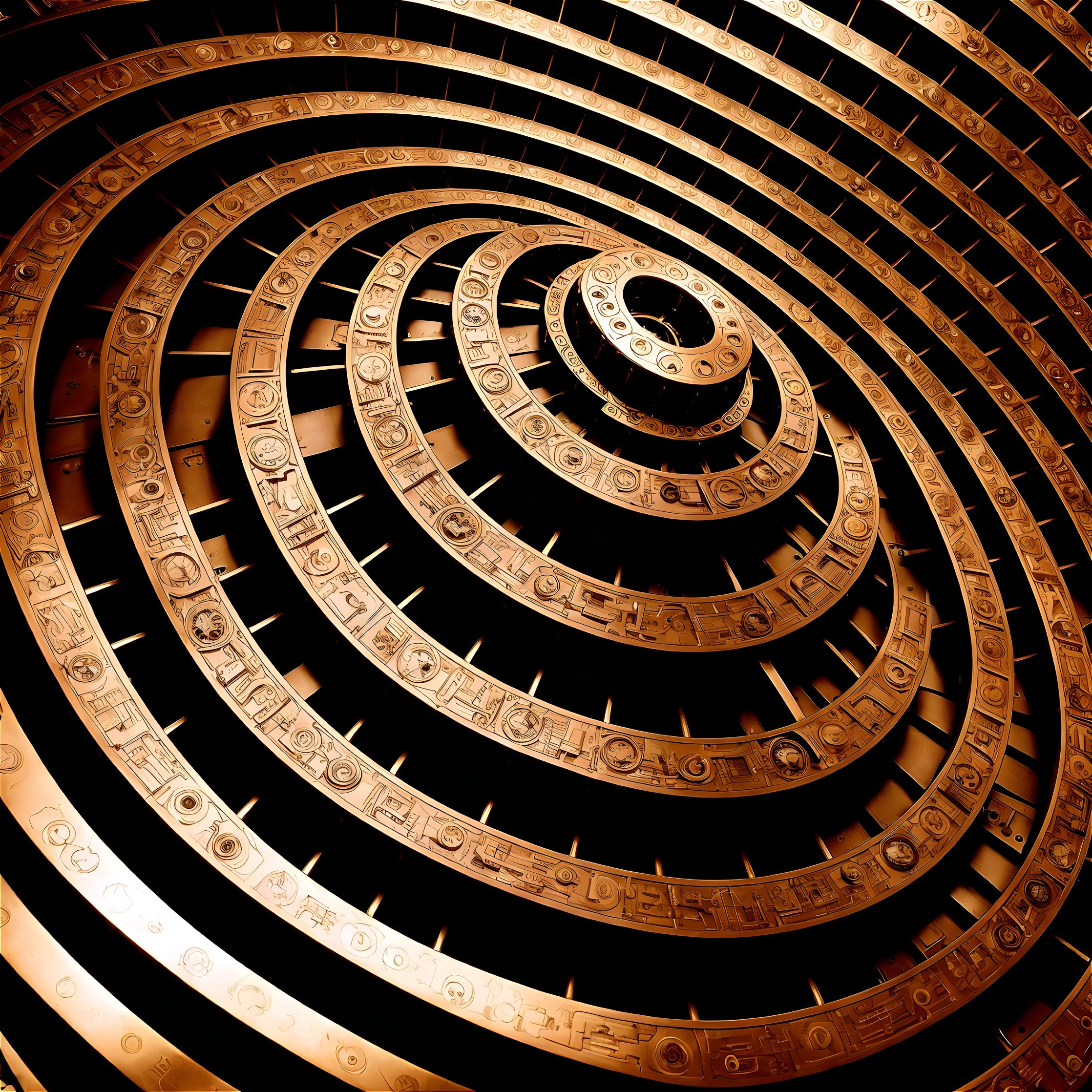 Close-up of Intricate Spiral Metallic Structure