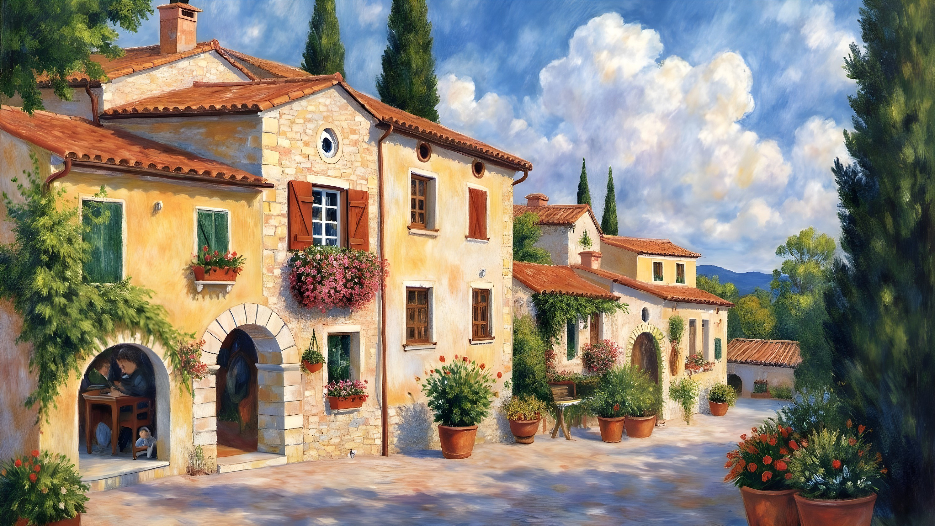 Charming Italian Countryside Village with Stone Buildings