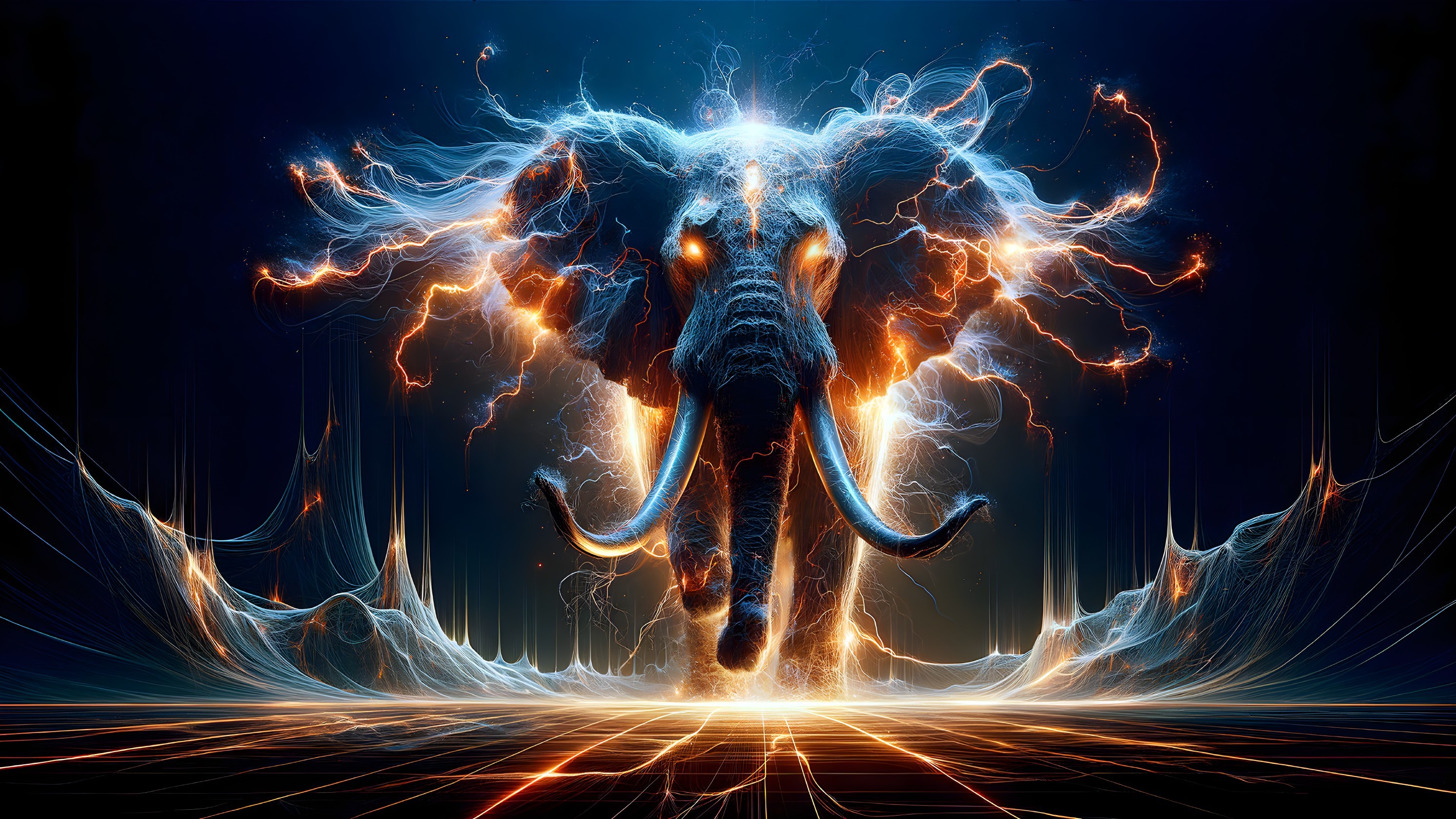 Vibrant Elephant Illustration with Dynamic Patterns