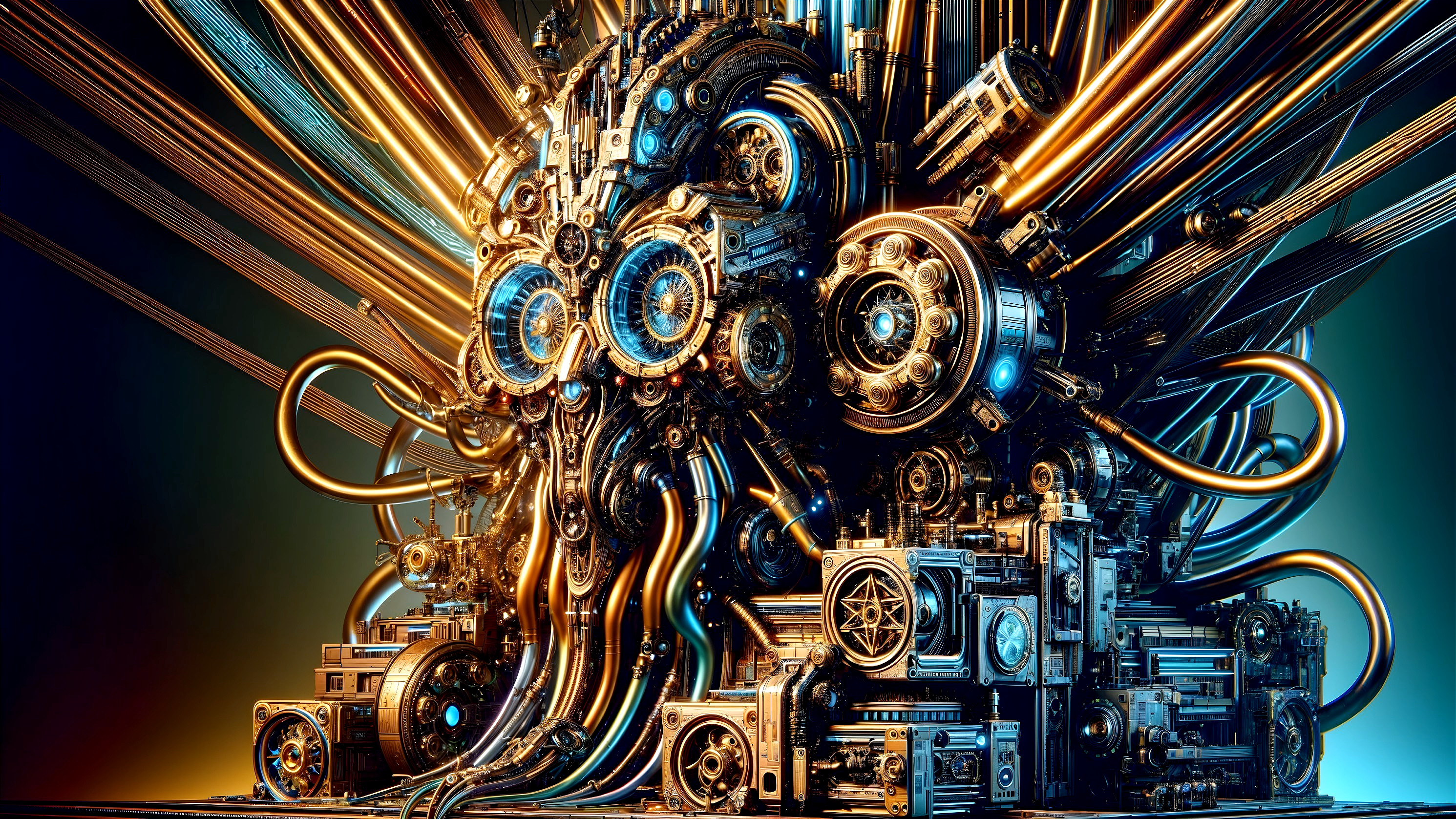 Surreal Mechanical Creature with Gears and Glowing Parts