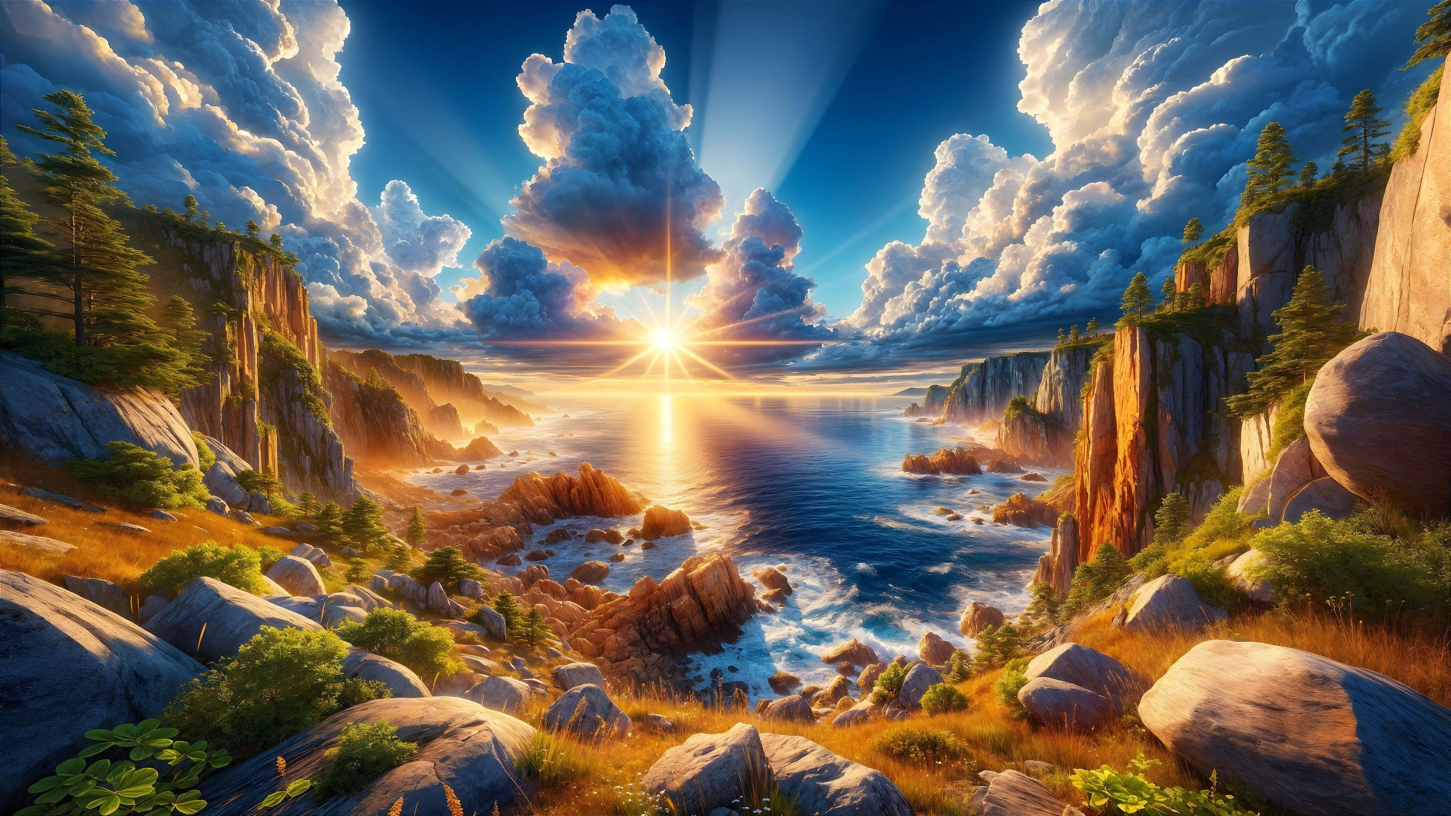 Majestic Sunrise Over Rugged Coastal Cliffs
