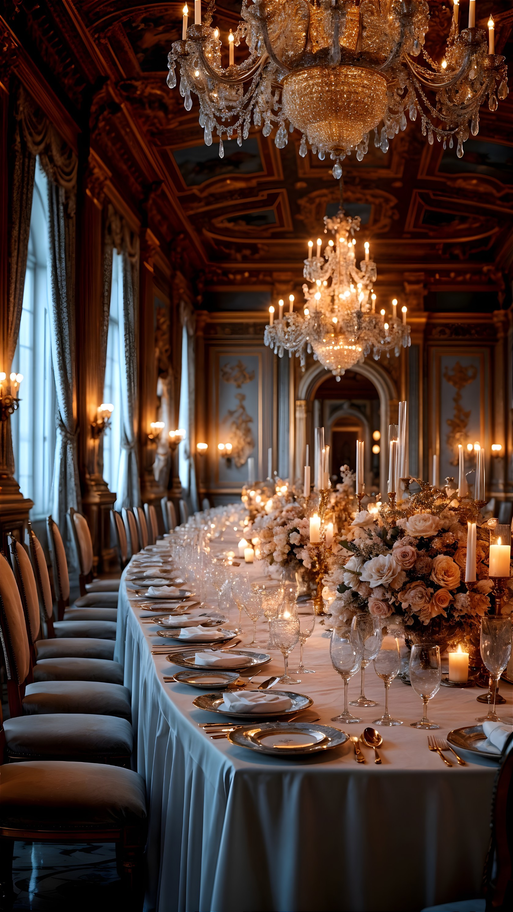 Opulent Dining Room with Elegant Table Setting