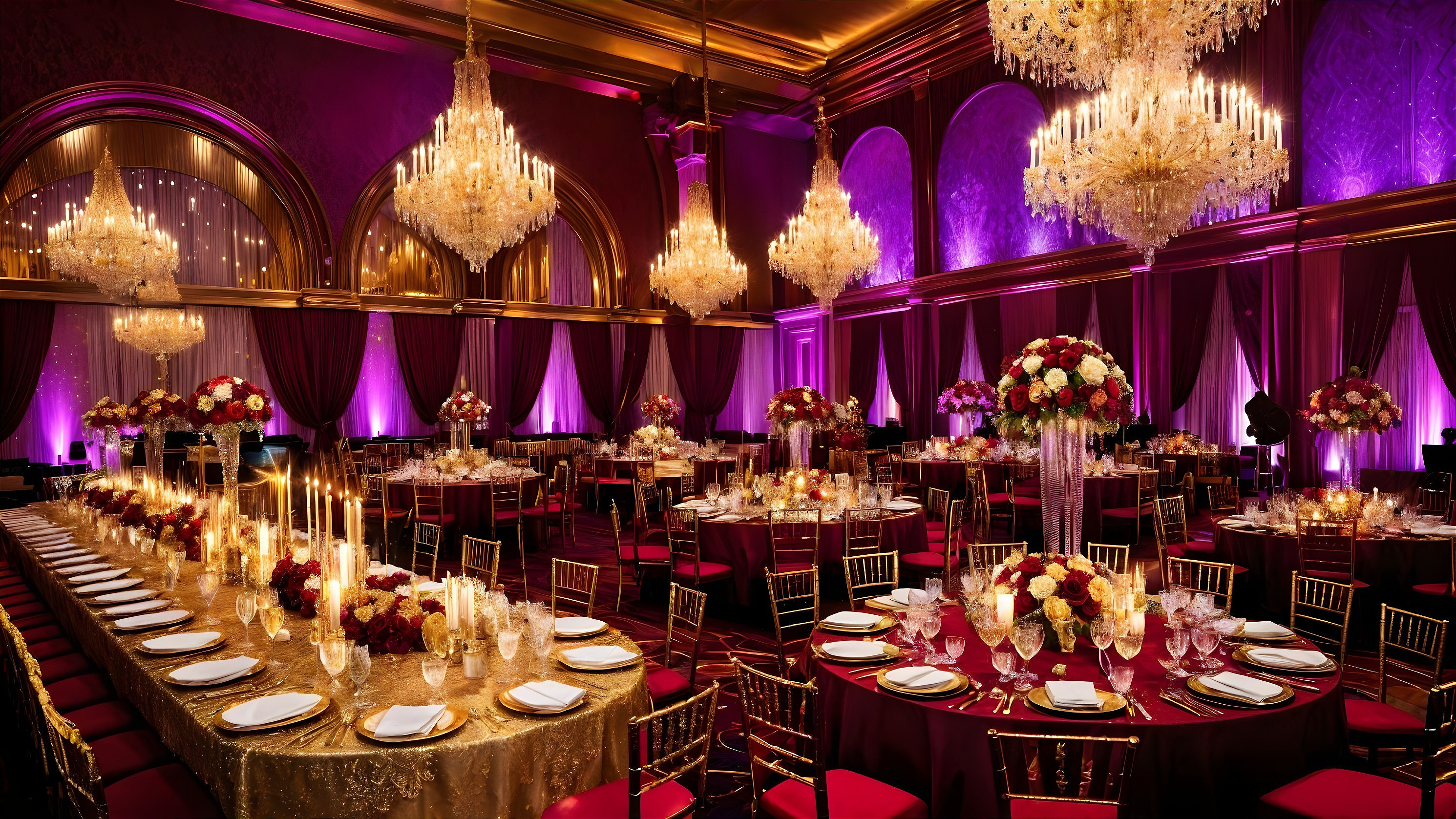 Elegant Banquet Hall with Luxurious Decor and Ambiance