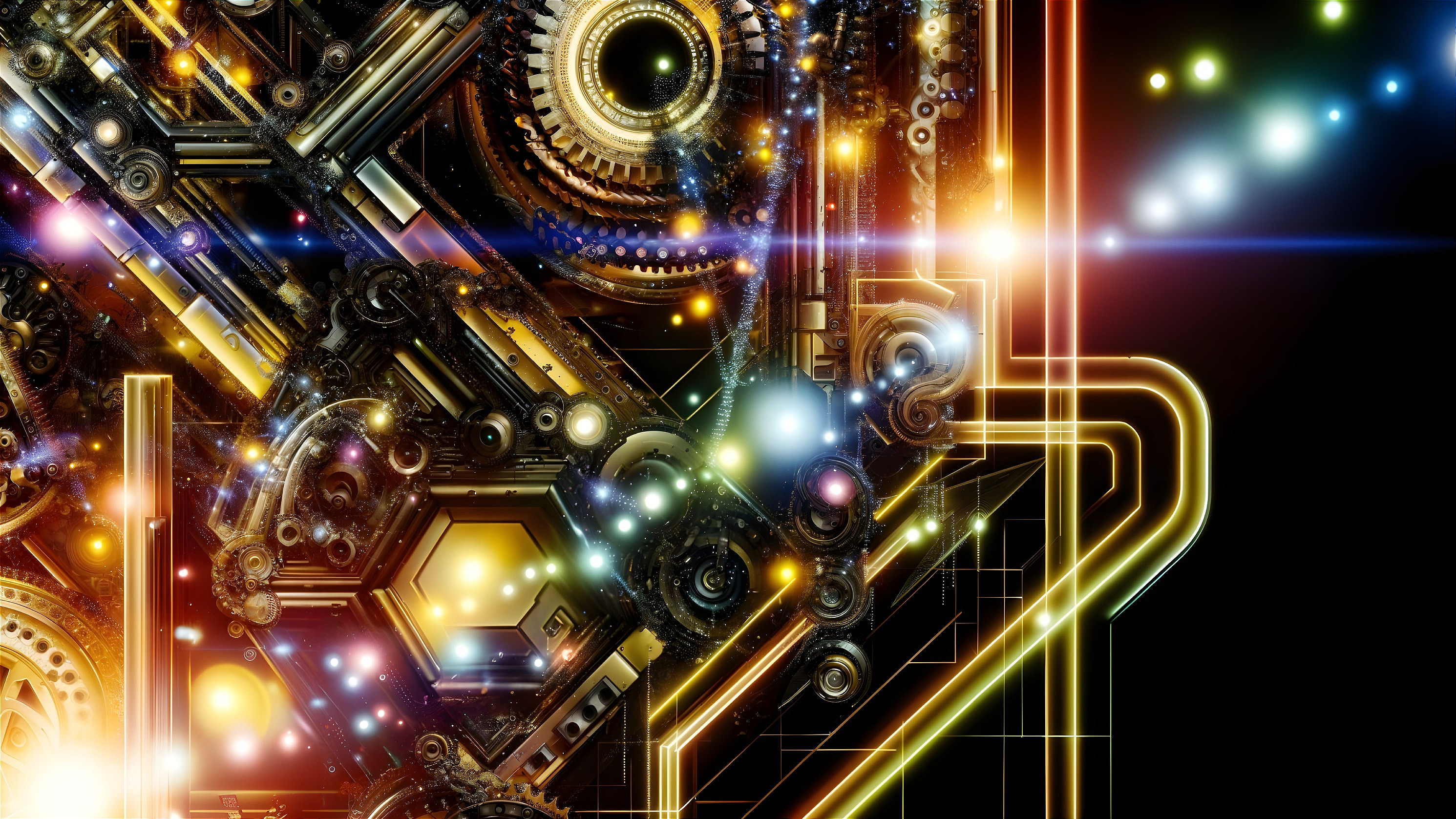 Futuristic Design with Mechanical Elements and Colors